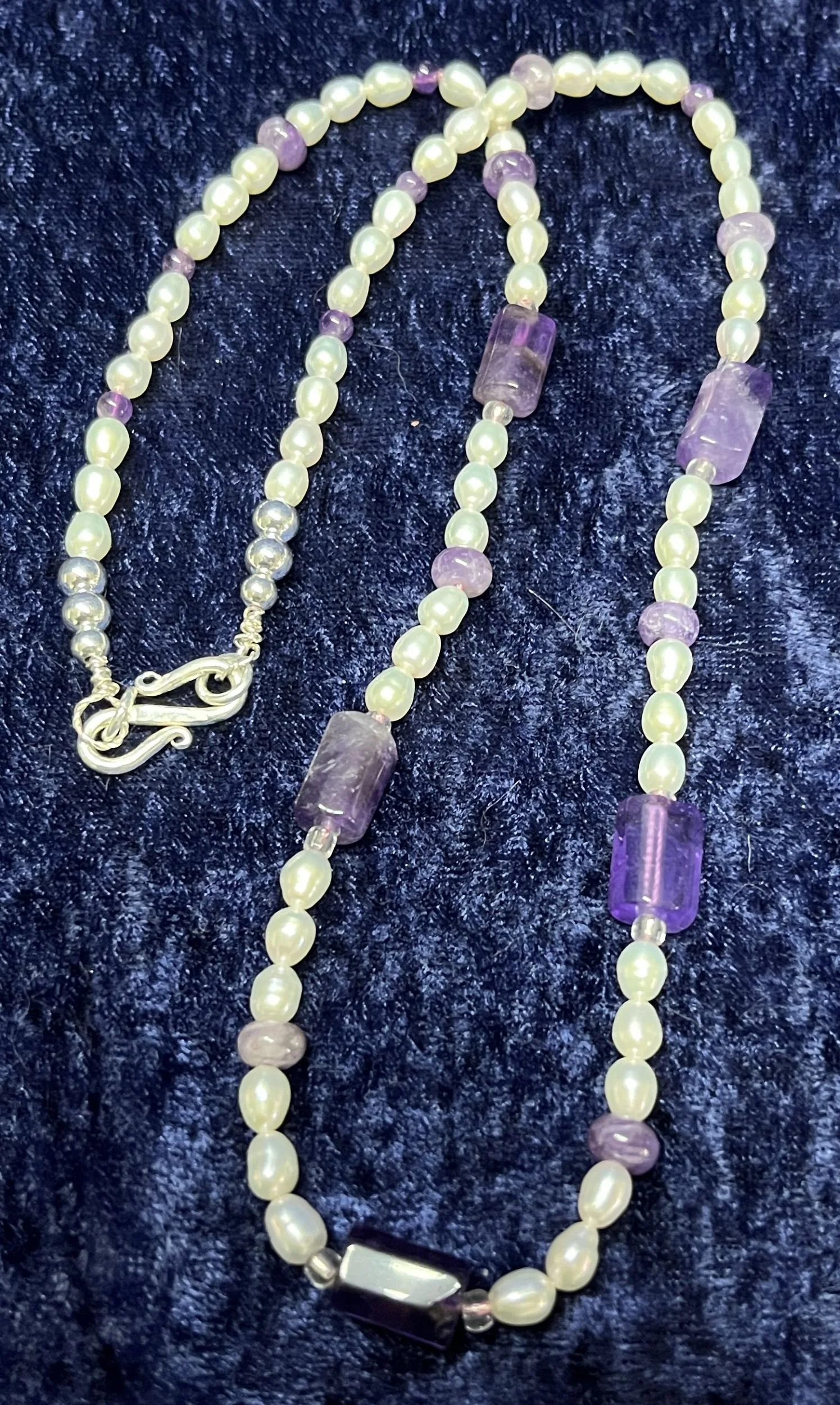 Handcrafted Amethyst and Pearl Necklace