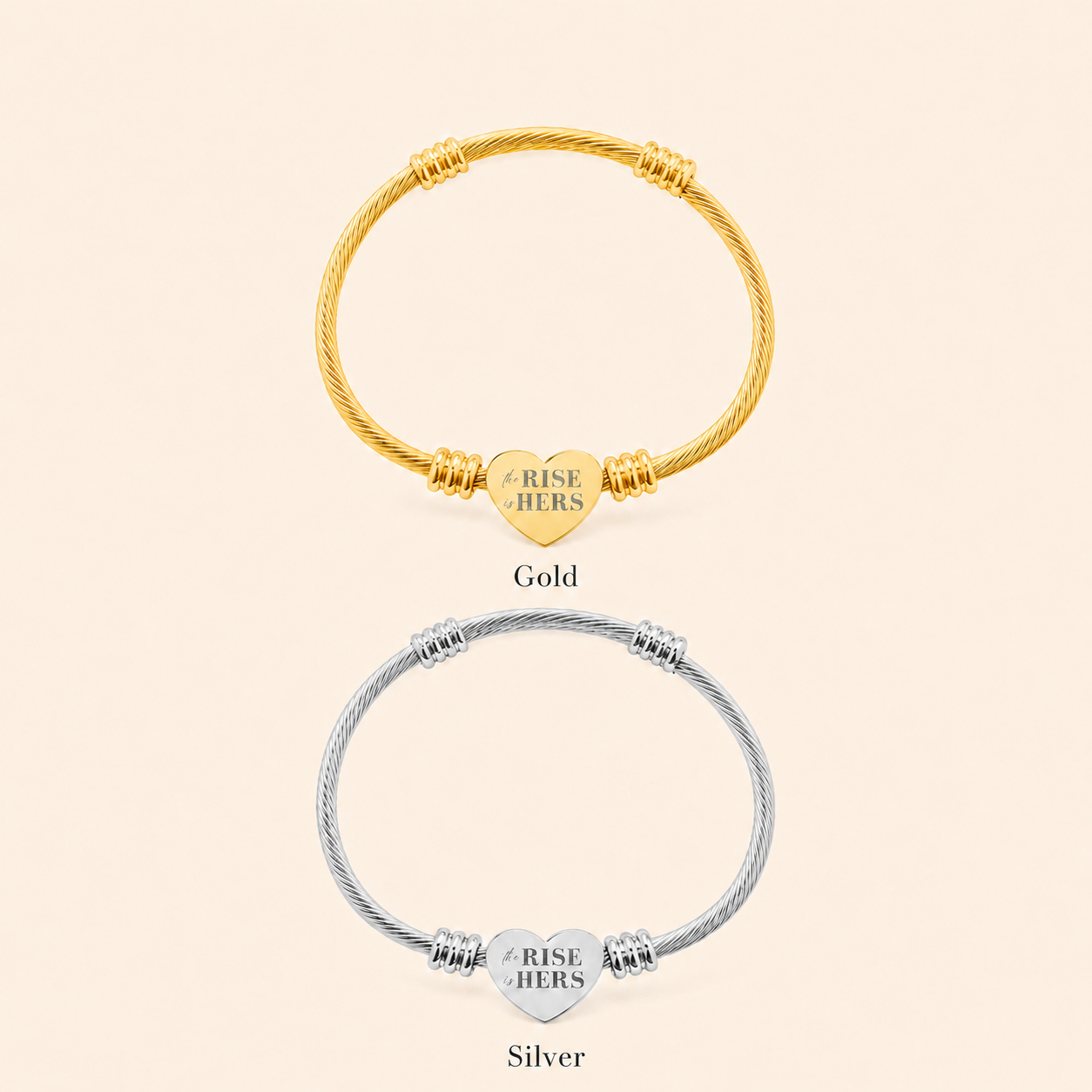 The Rise Is Hers Engraved Heart Cuff Bracelet