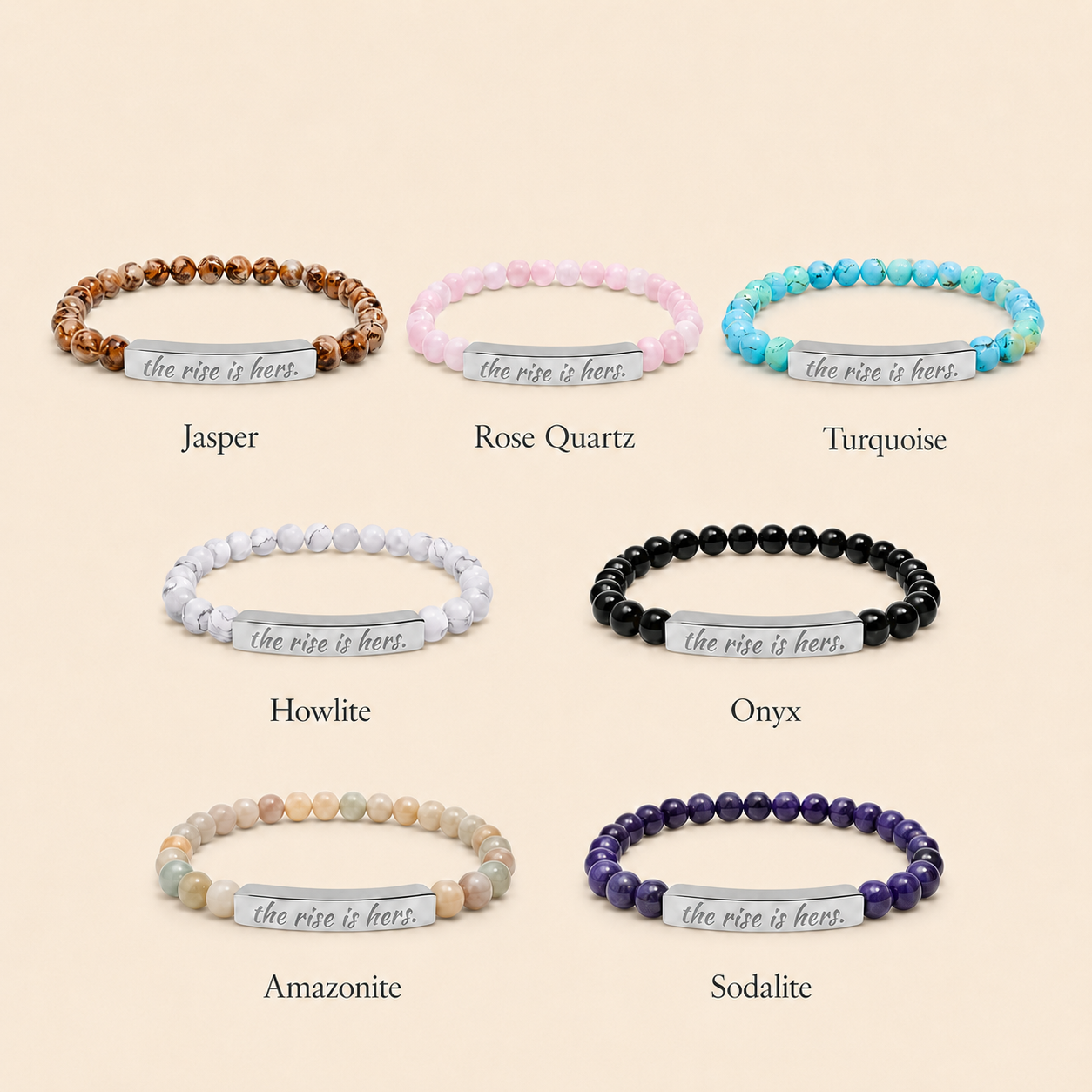 The Rise Is Hers Natural Stone Bar Bracelet