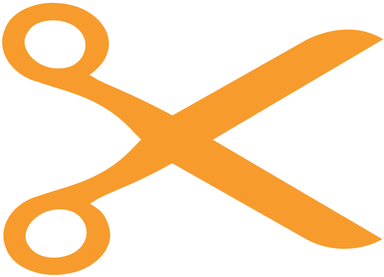 Orange scissors with a simple design and rounded handles.