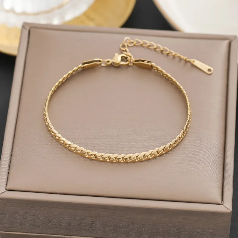 Bracelet - maille fin - doré