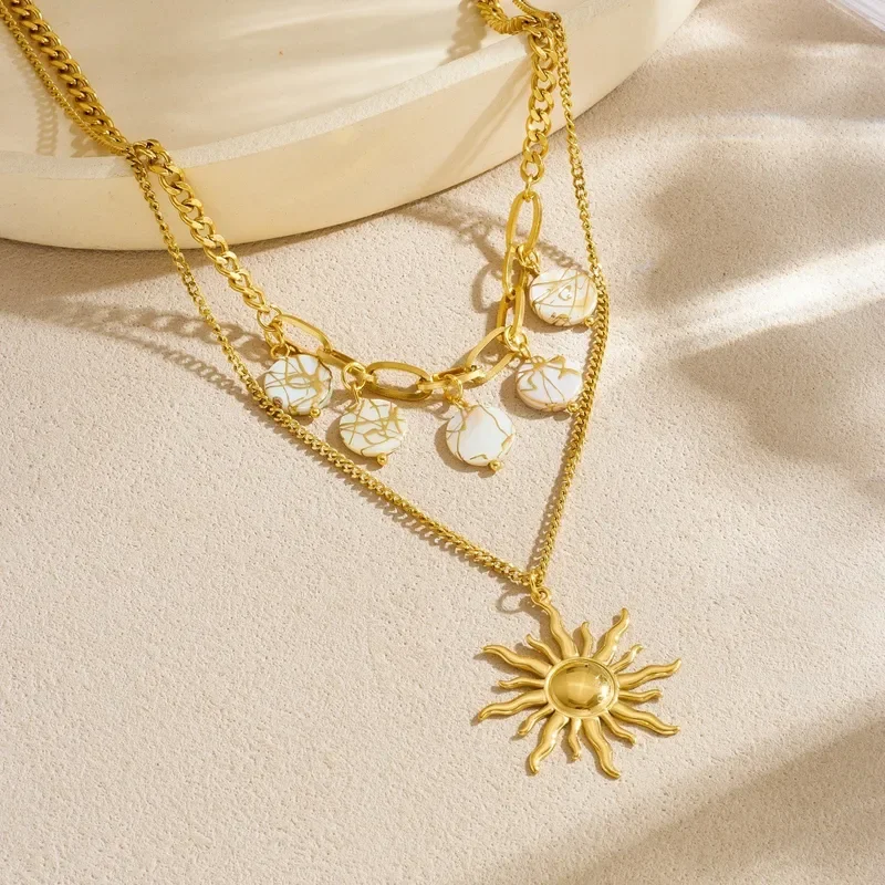 Collier soleil - double rang - avec charms