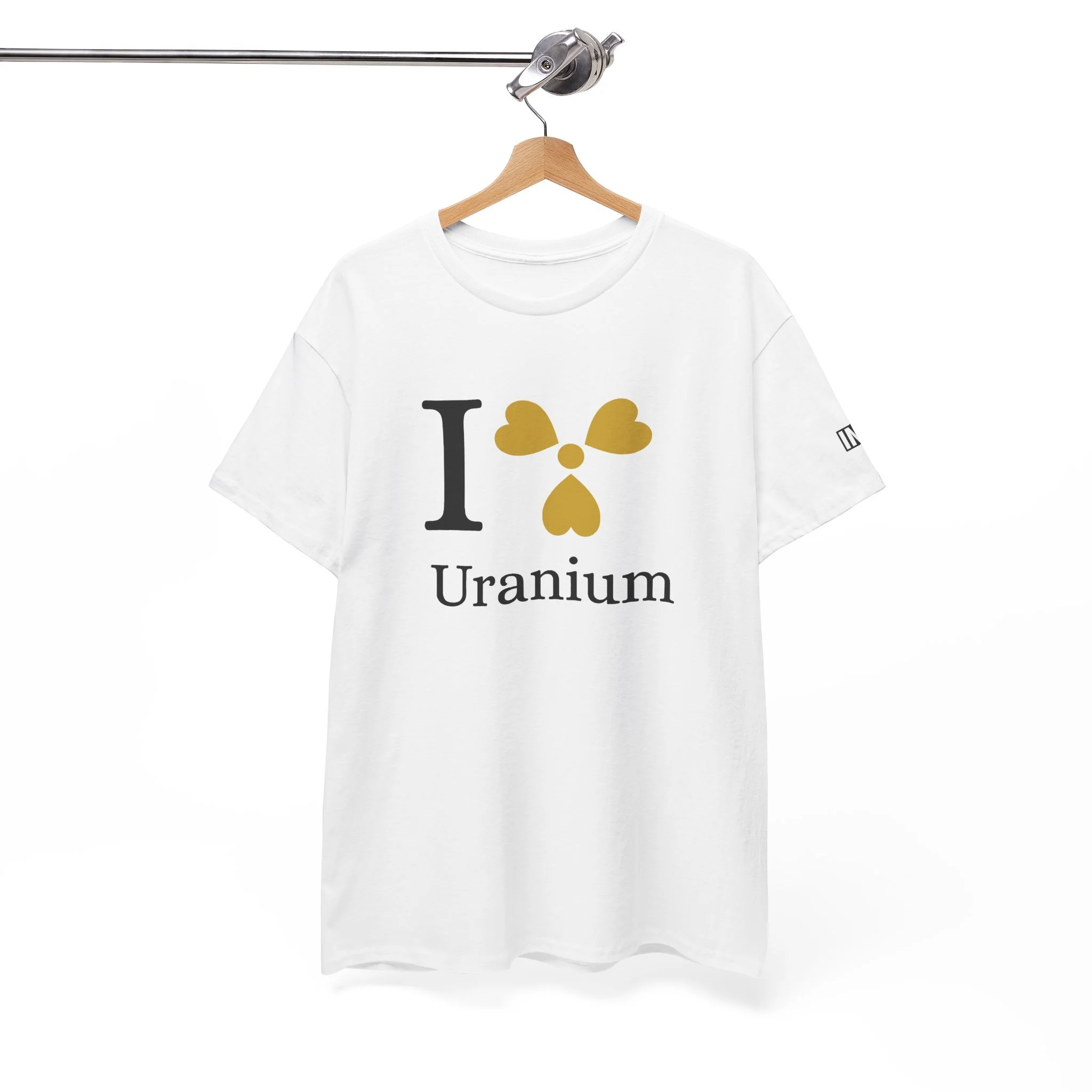 Uranium lover's I luv Uranium T-Shirt with INK logo on left sleeve