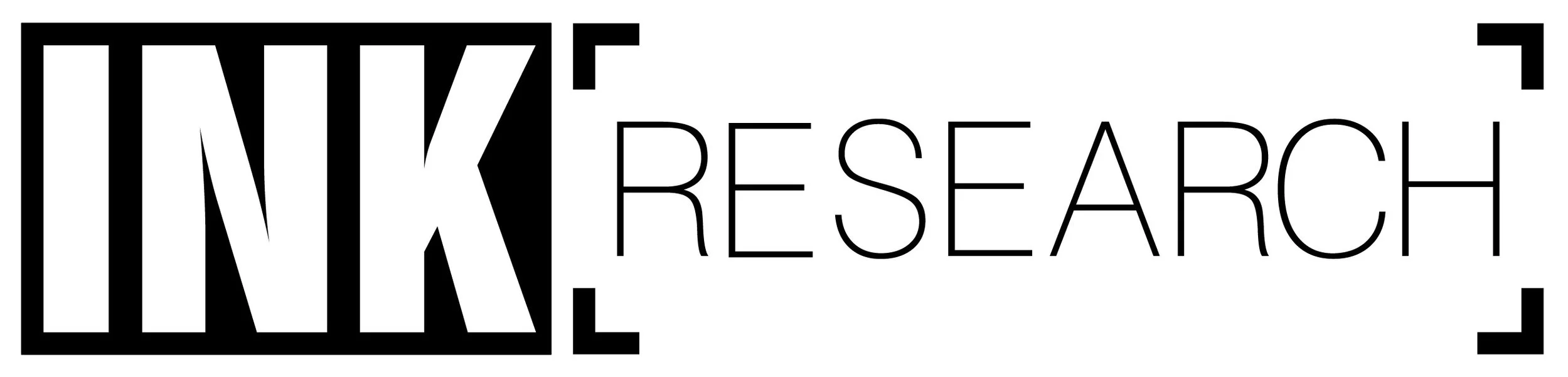 LOGO with the words 'INK RESEARCH' in black, stylized text on a white background, with 'INK' inside a black rectangular outline and 'RESEARCH' in plain text.