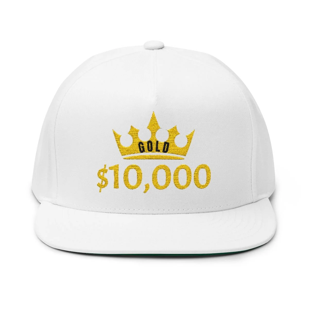 Gold is King "GOLD $10,000" Embroidered Flat Bill Cap (2 colours available)