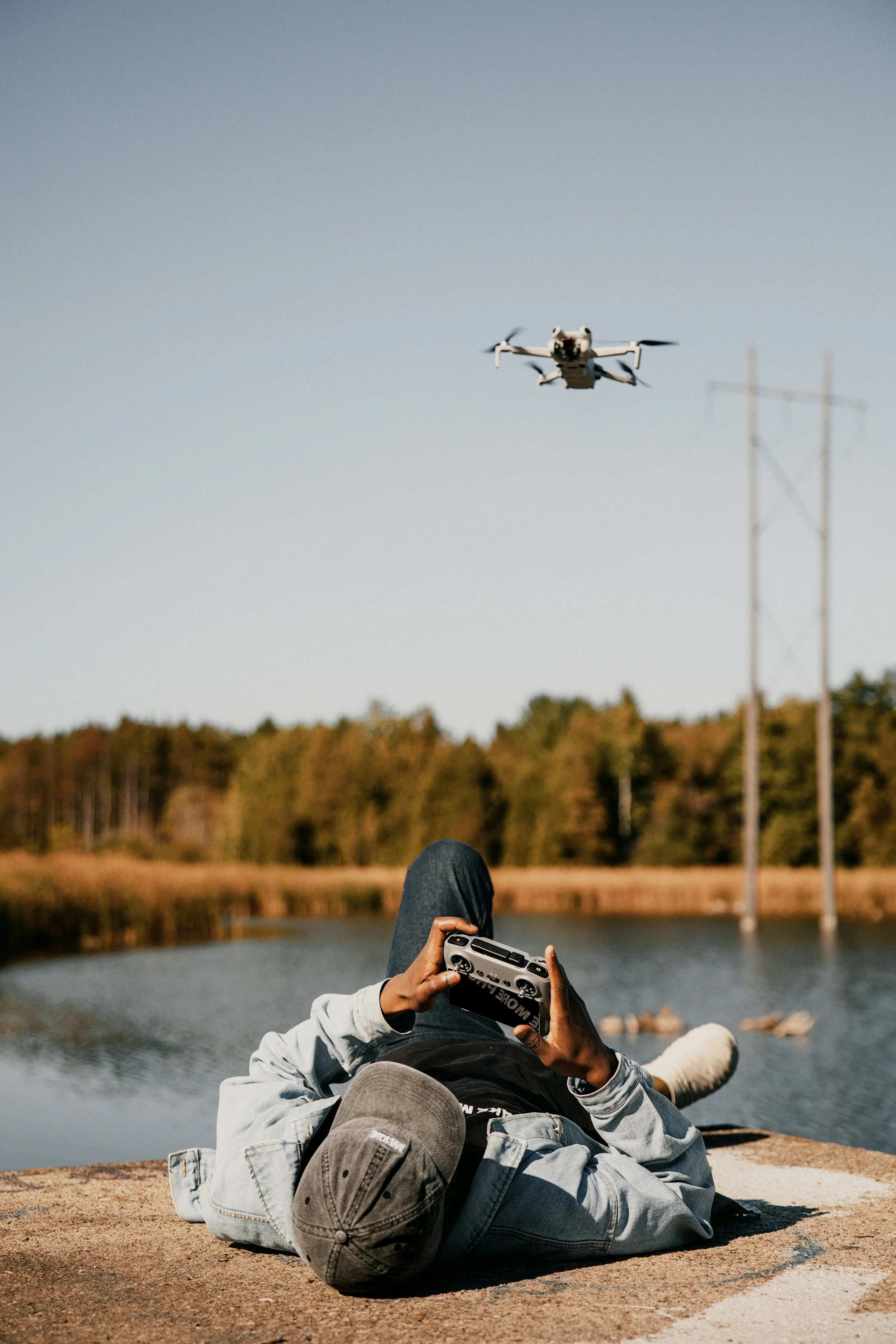 Man flying drone
