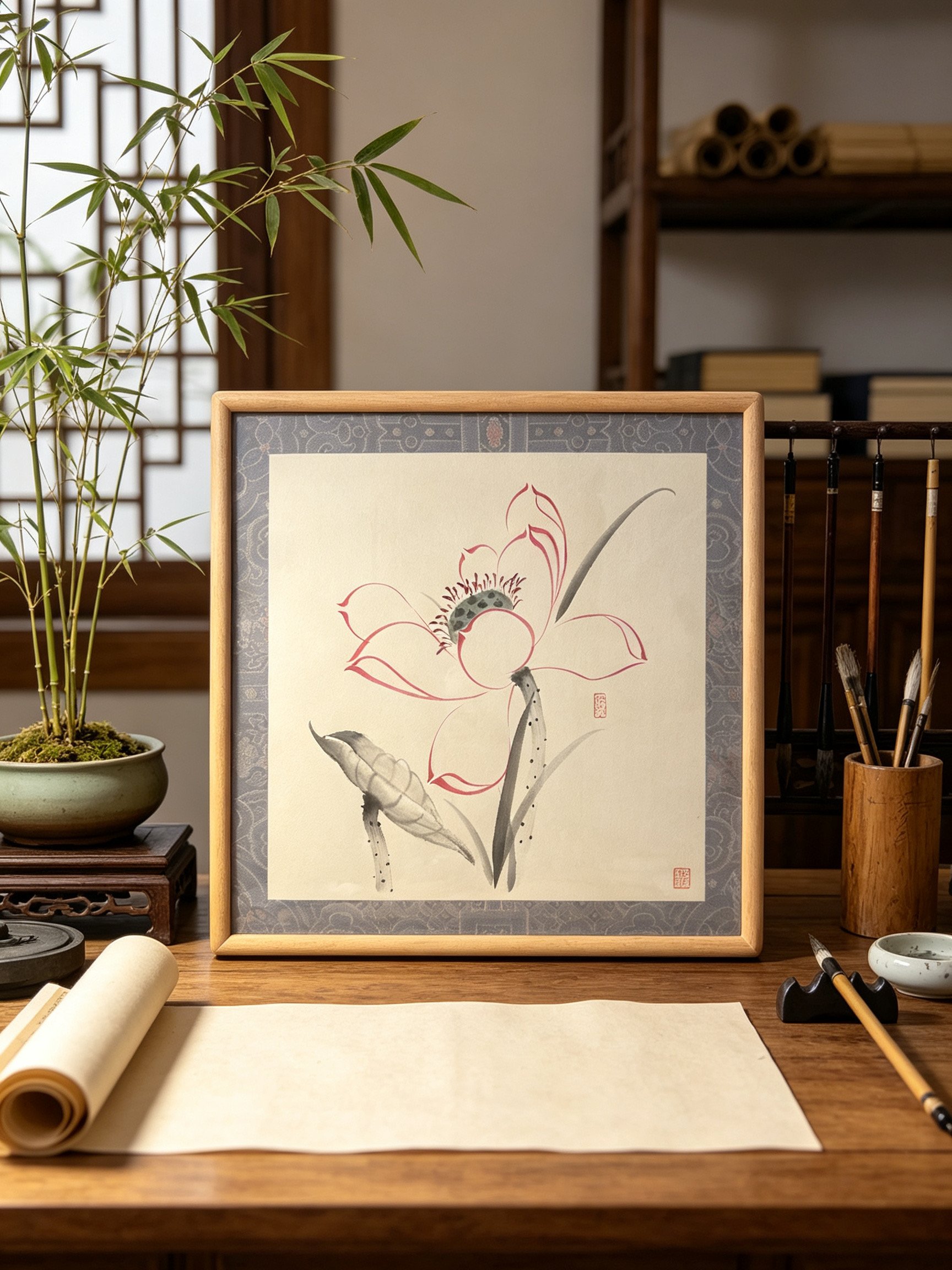 Original Chinese Ink Lotus Painting