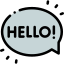 Speech bubble with the word 'HELLO!'