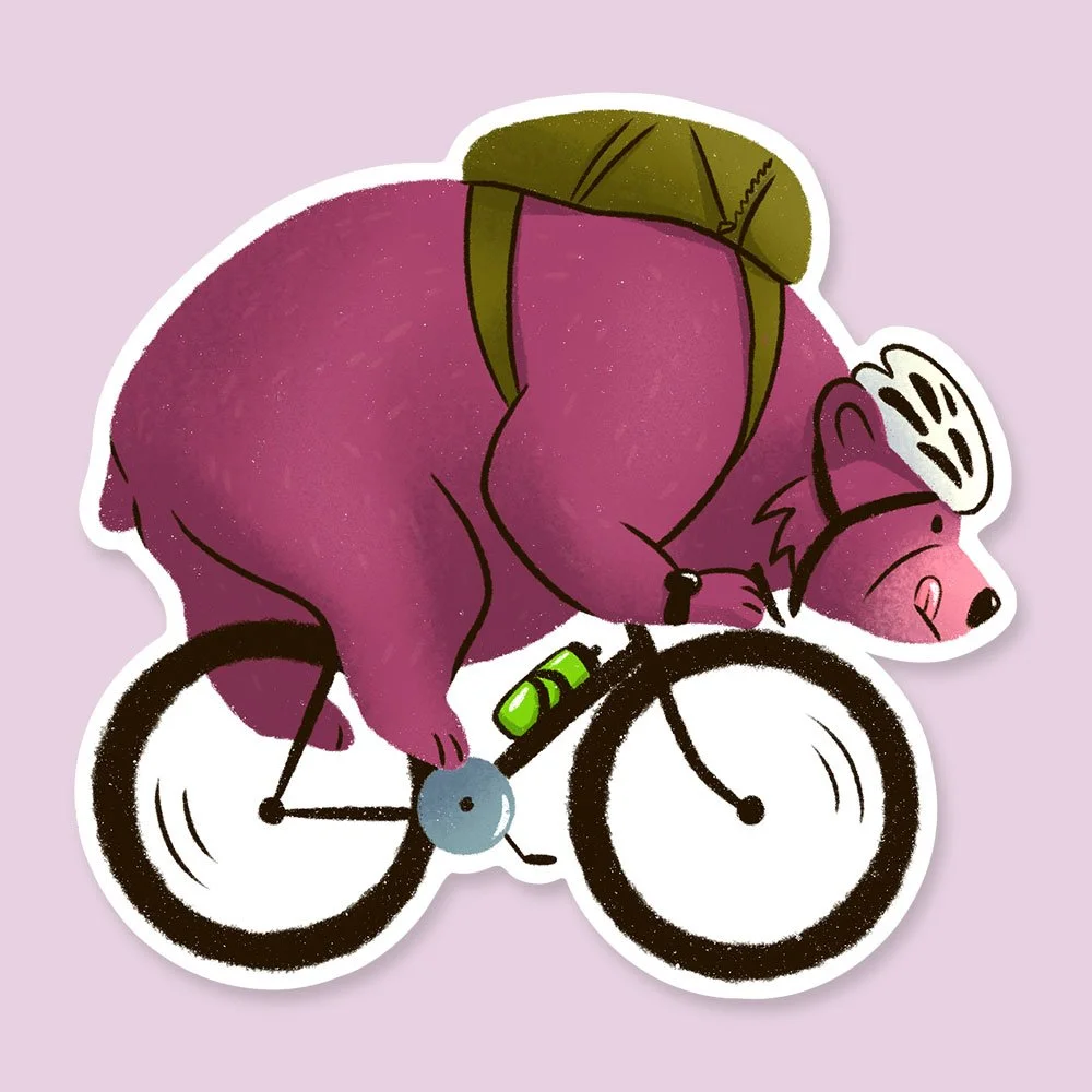 3" Cyclist Bear Vinyl Sticker