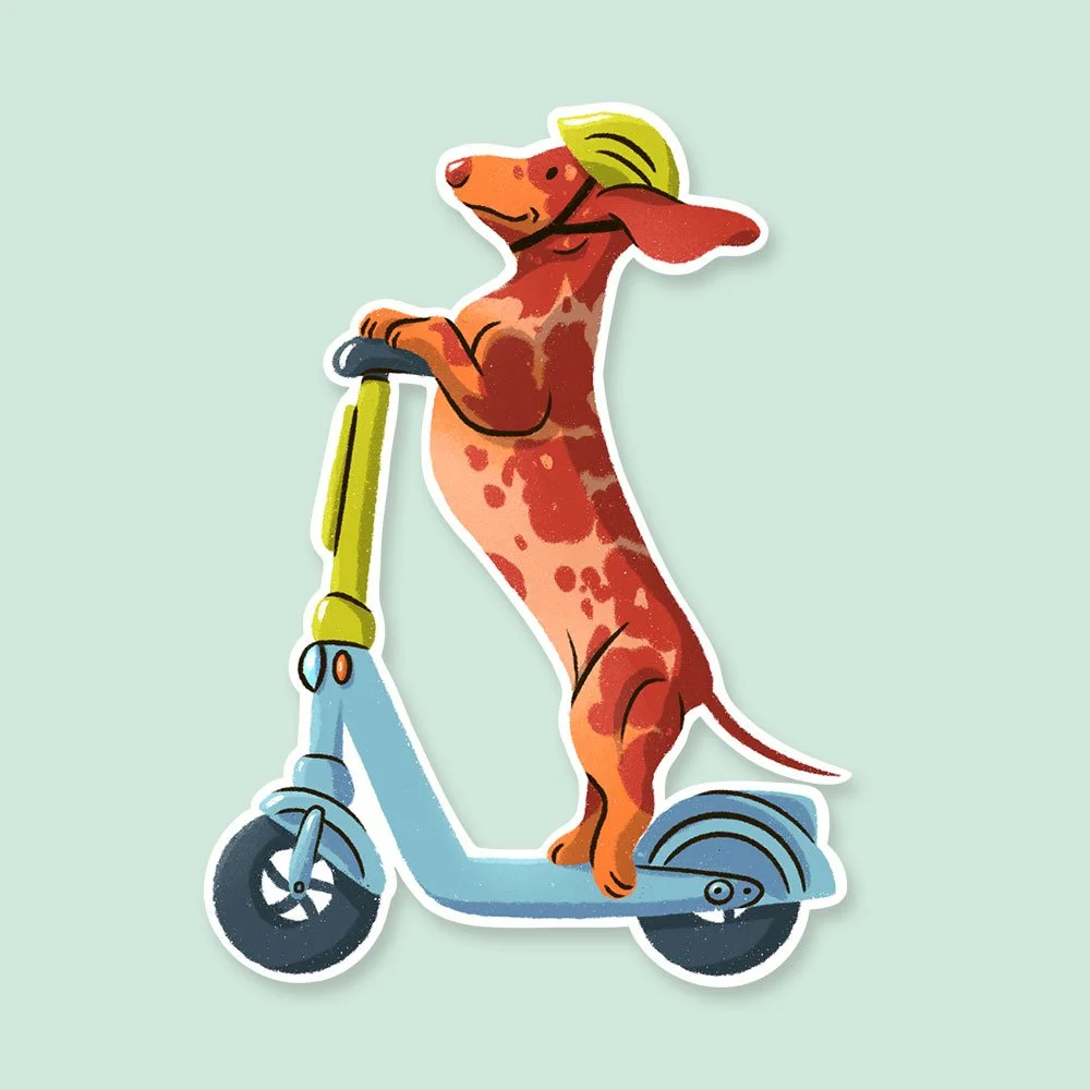 3" Scooter Winnie Vinyl Sticker