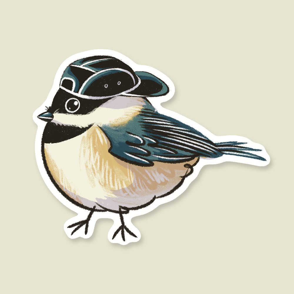 3" Black Cap Chickadee Vinyl Sticker