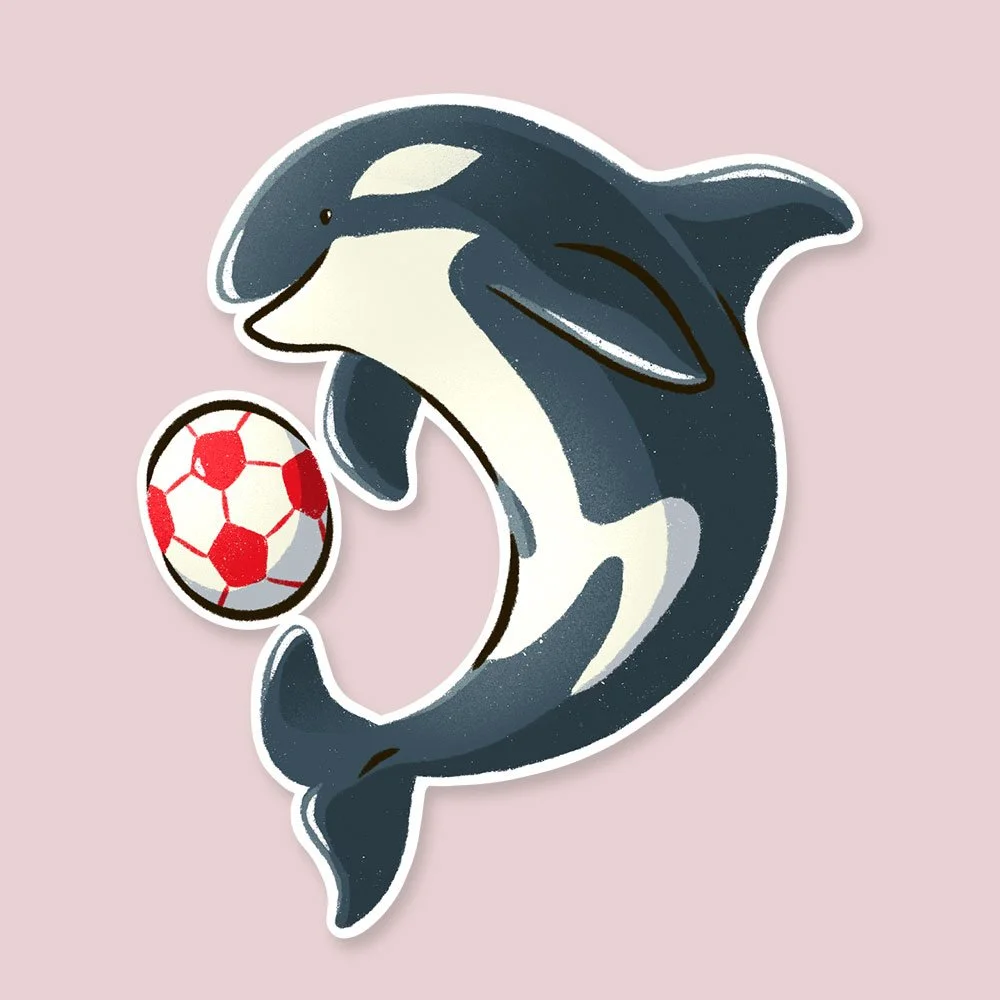 3" Soccer Orca Vinyl Sticker