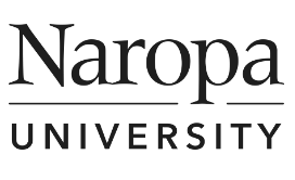 Logo of Naropa University in black and white with the university name and underline.