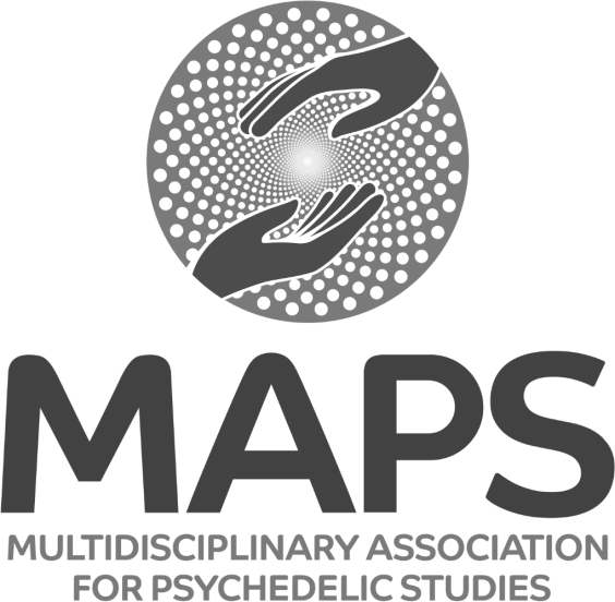 Logo of the Multidisciplinary Association for Psychedelic Studies (MAPS) featuring two hands reaching toward each other inside a circle with a dot pattern background.