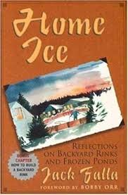 Book cover titled 'Home Ice' by Jack Falla with a snowy landscape illustration