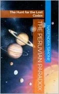 Cover of a book titled 'The Peruvian Paradox' with a colorful space-themed illustration featuring planets and stars.