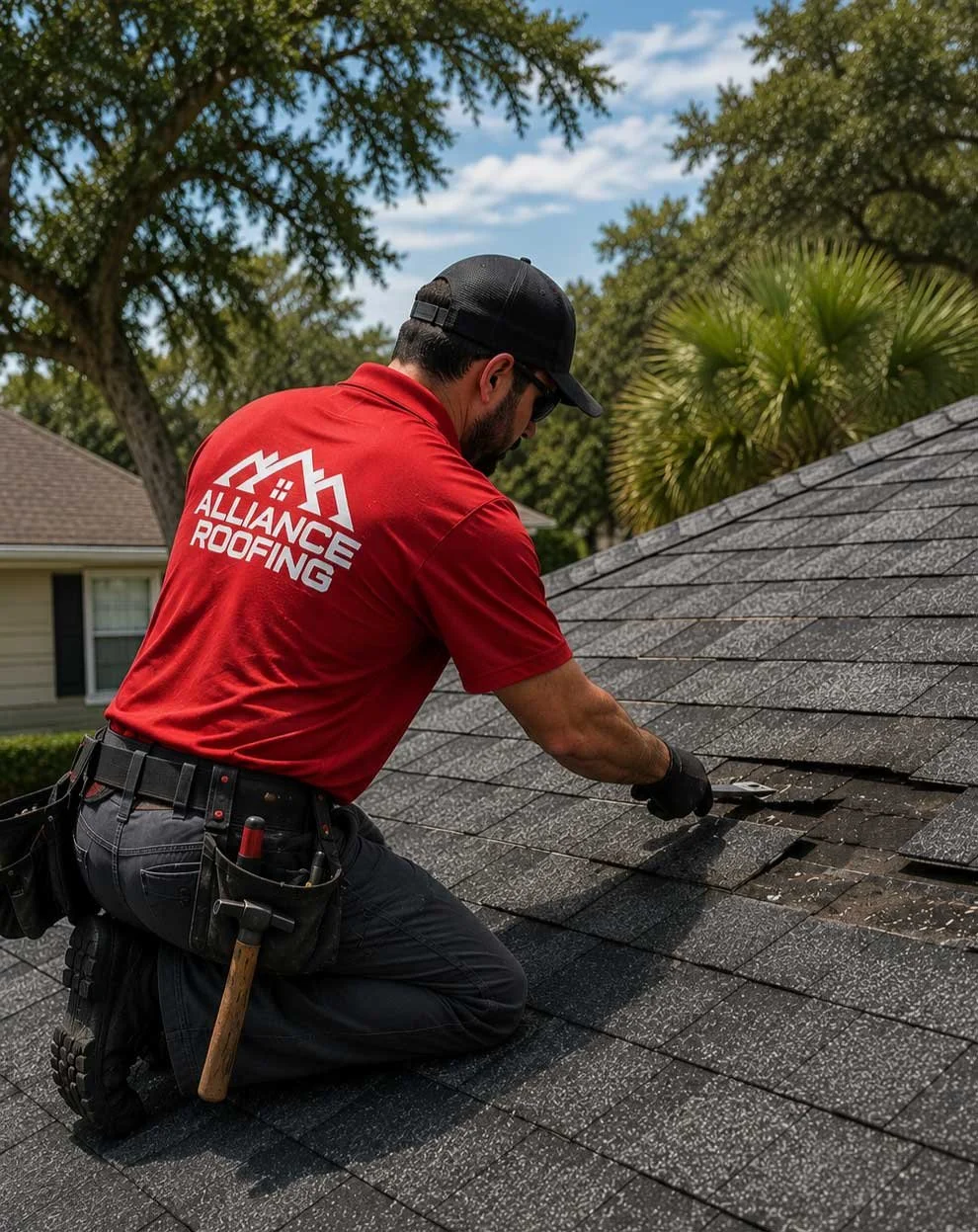 worker doing roofing repair