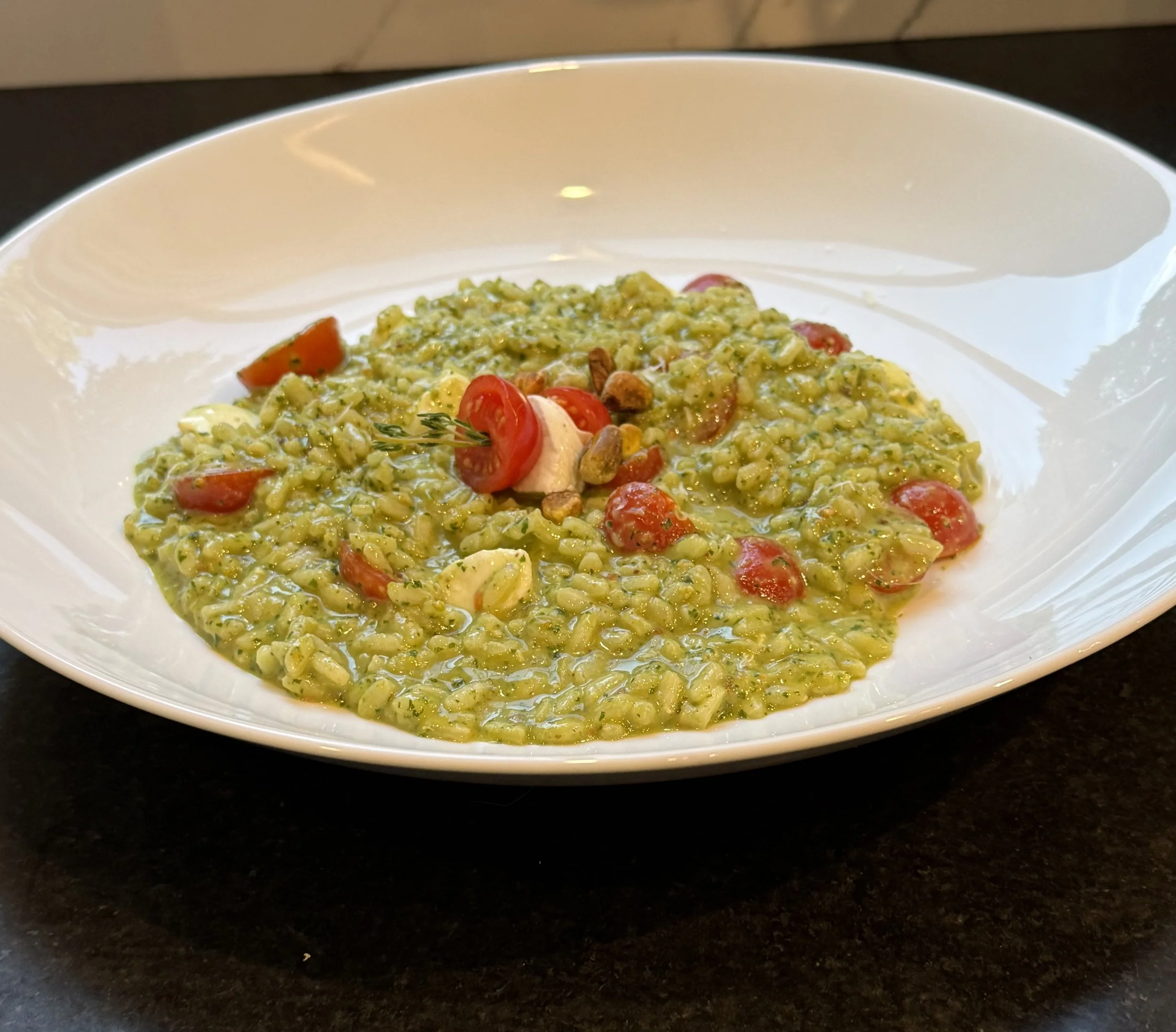 Pesto Risotto a la Caprese