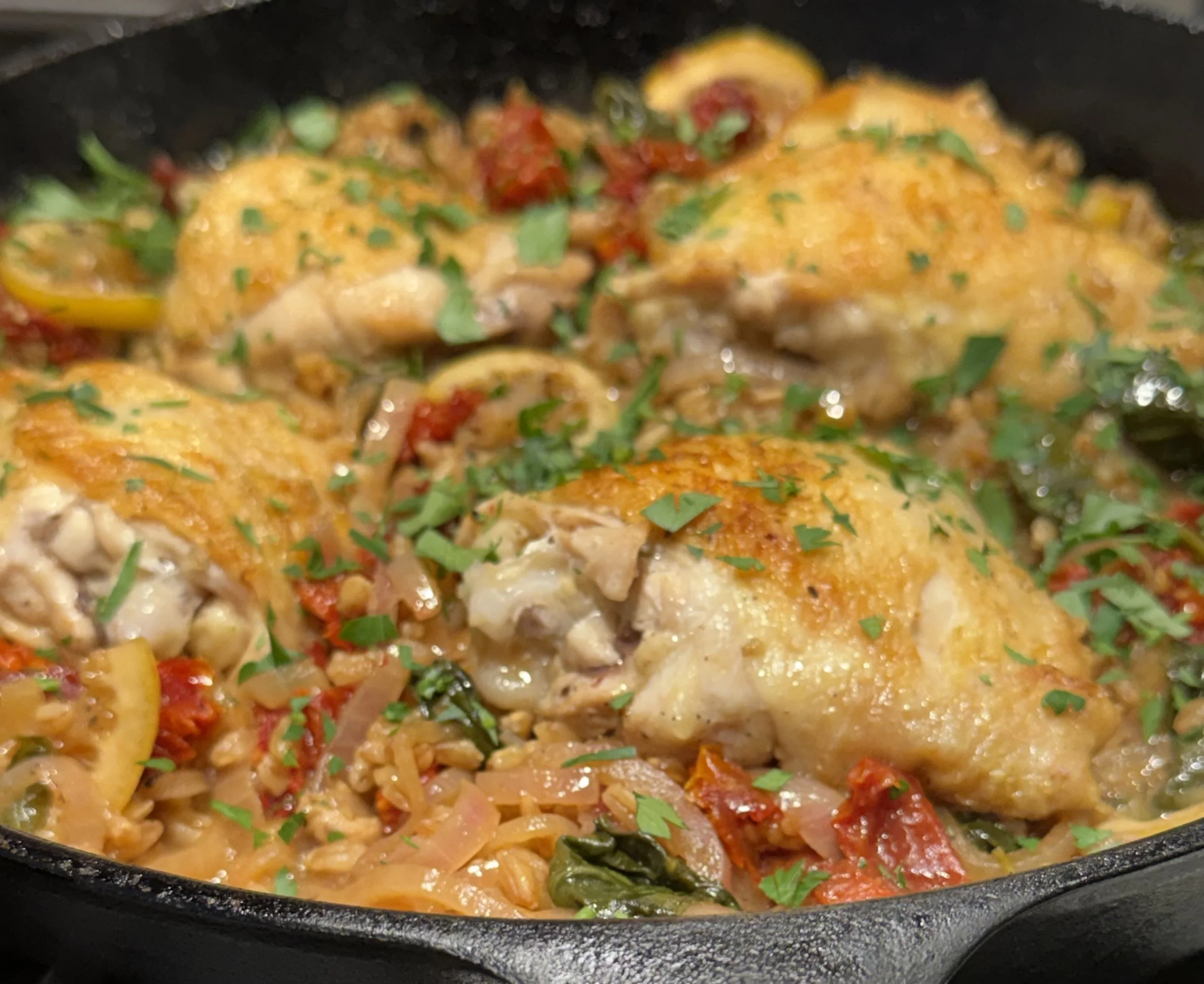 Chicken Thighs with Farro