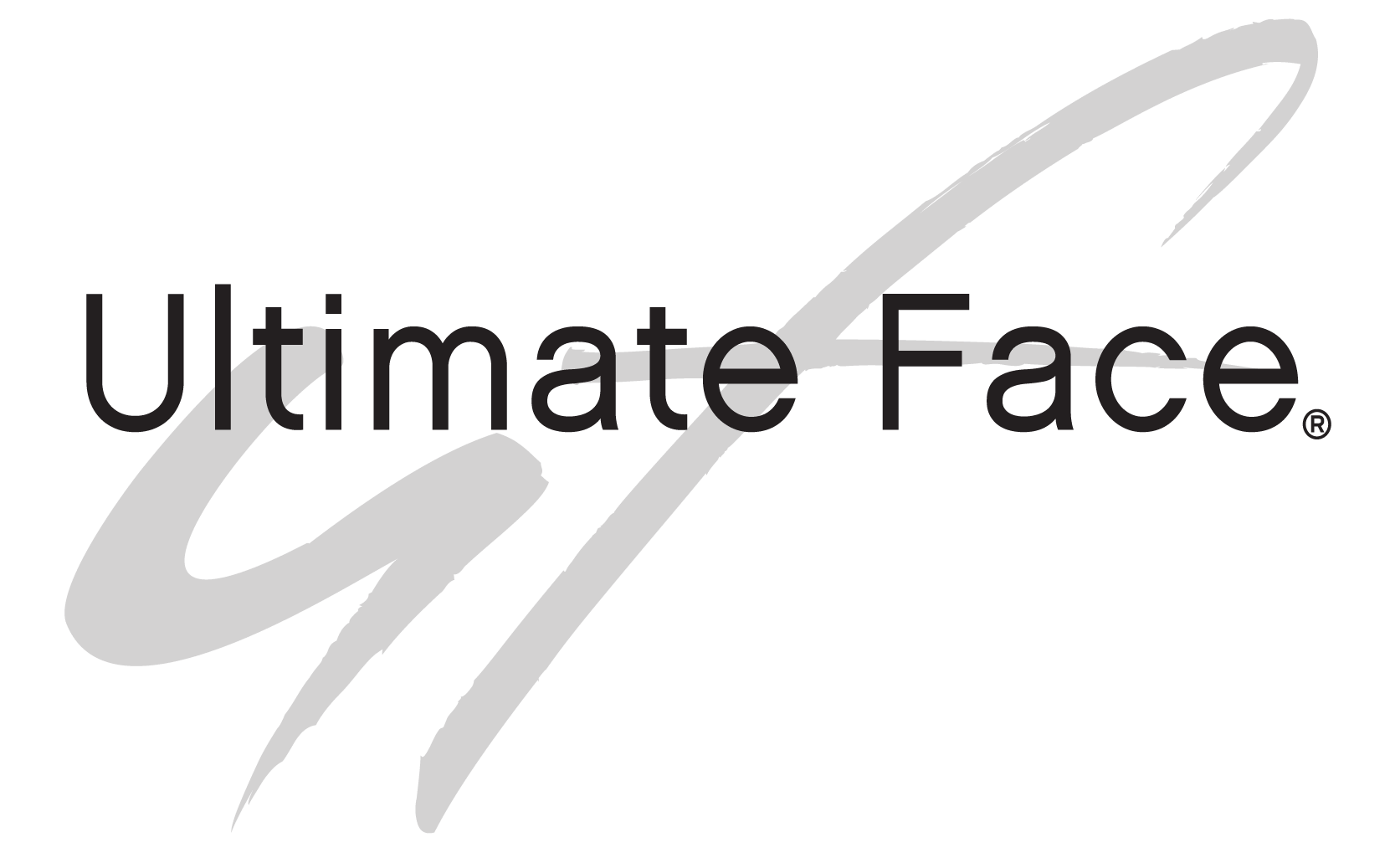 Ulimate Face logo with stylized script text and swoosh design element.