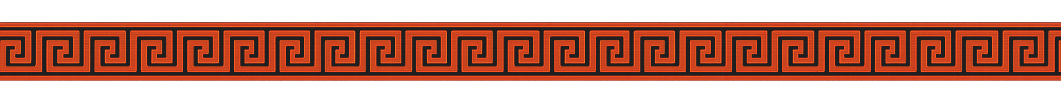 Decorative border with a Greek key pattern in brown and black.