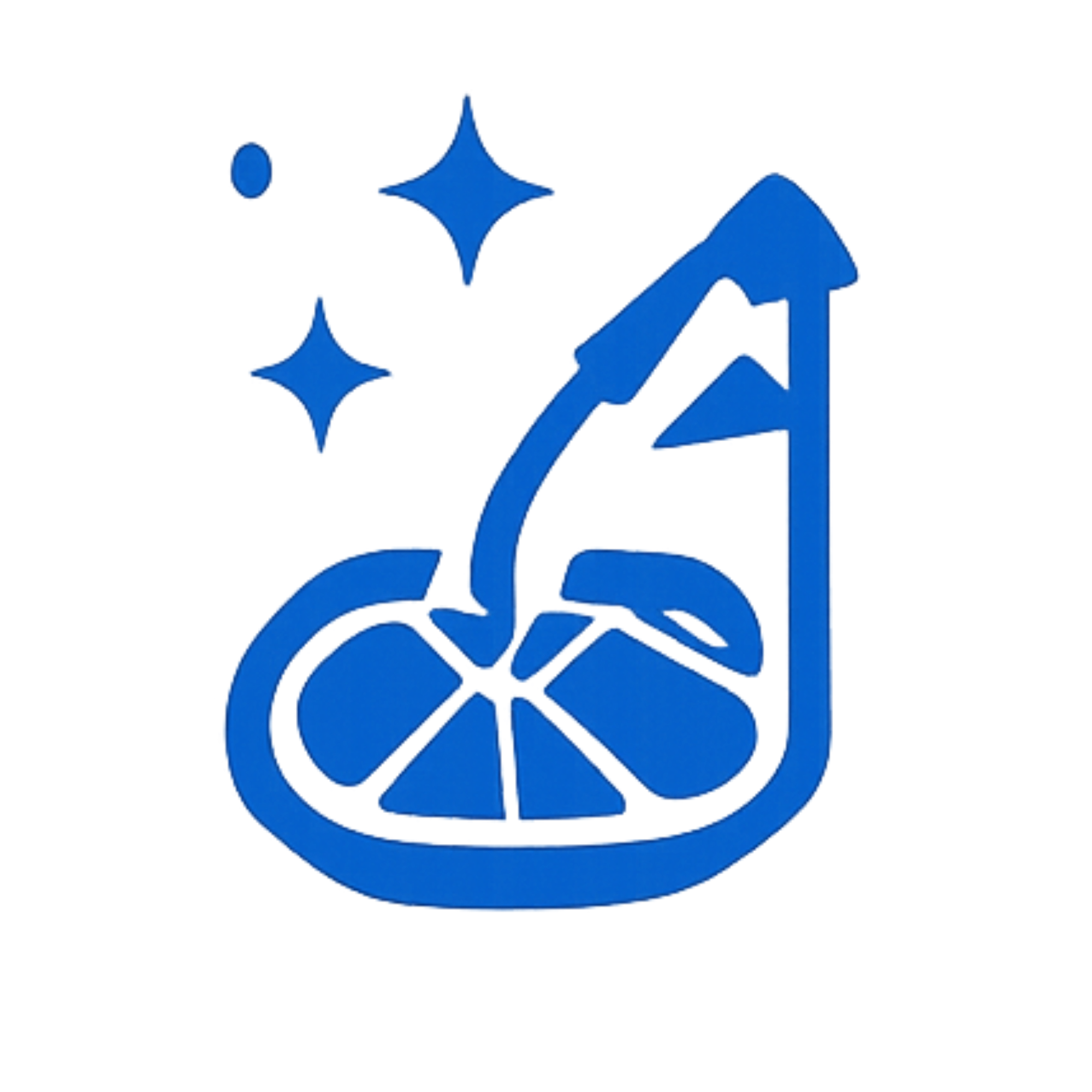 Blue upward arrow with sparkles around it, symbolizing growth or success.