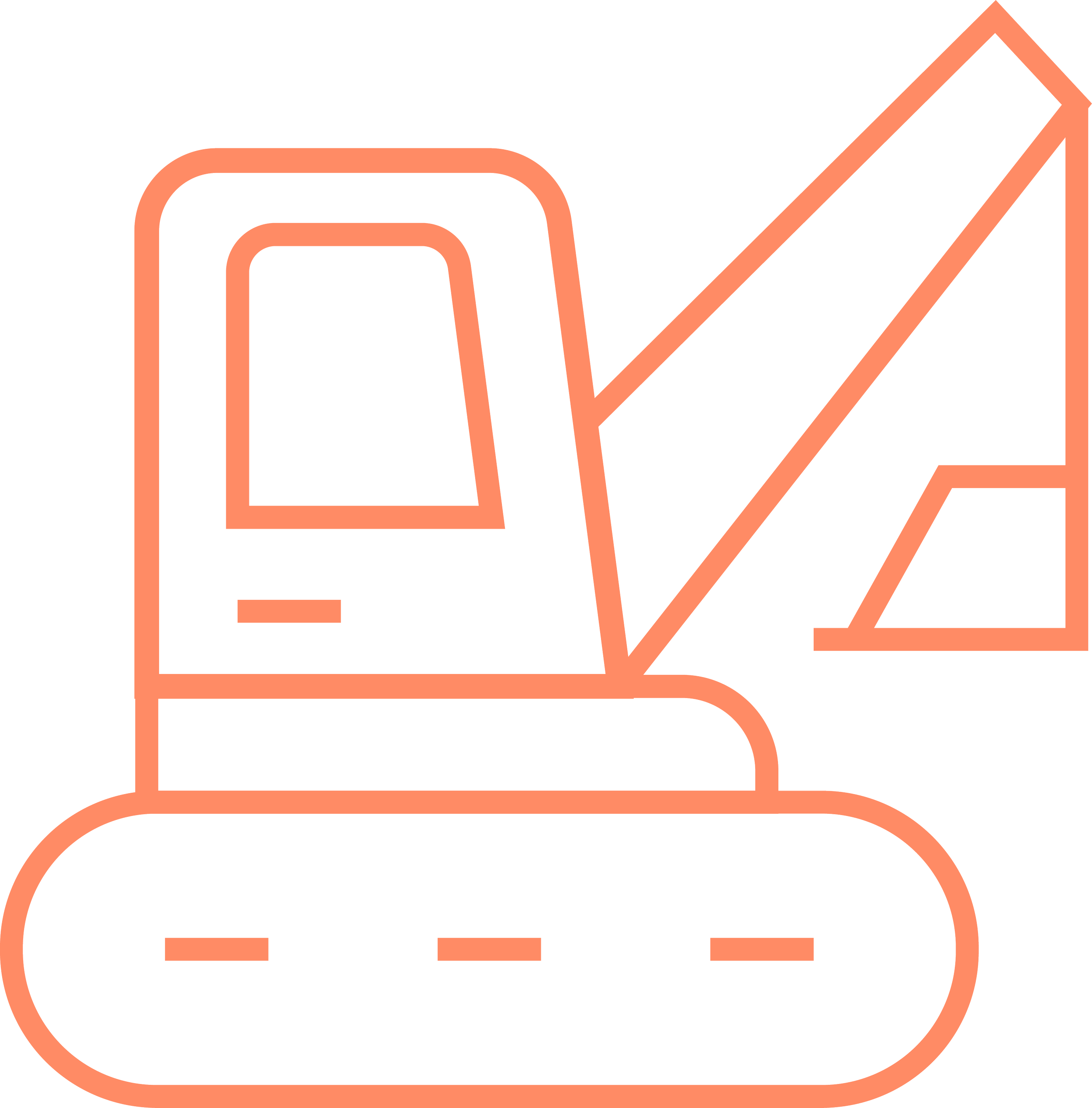 An orange crane working in a construction site.
