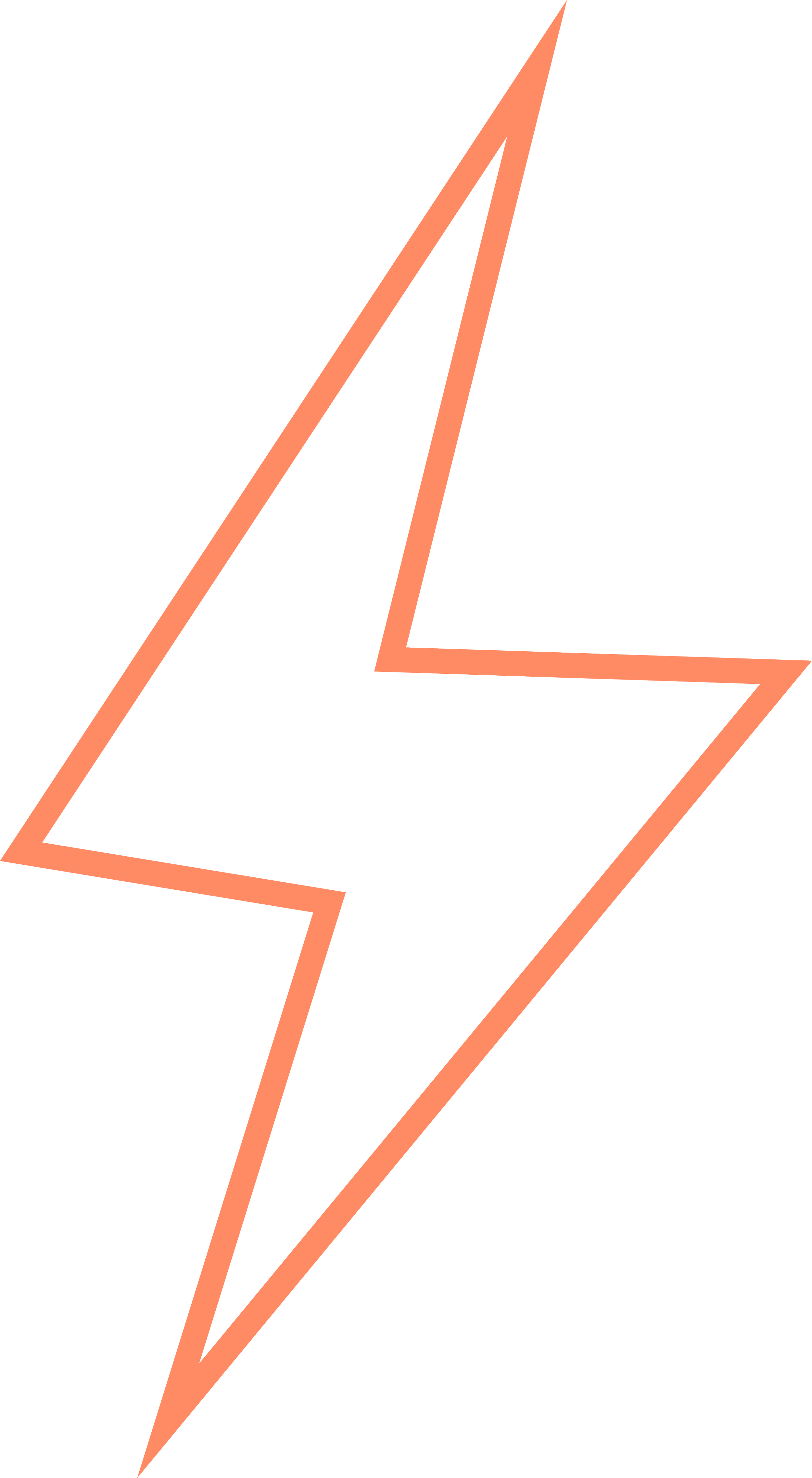 A neon orange lightning bolt outline on a black background.