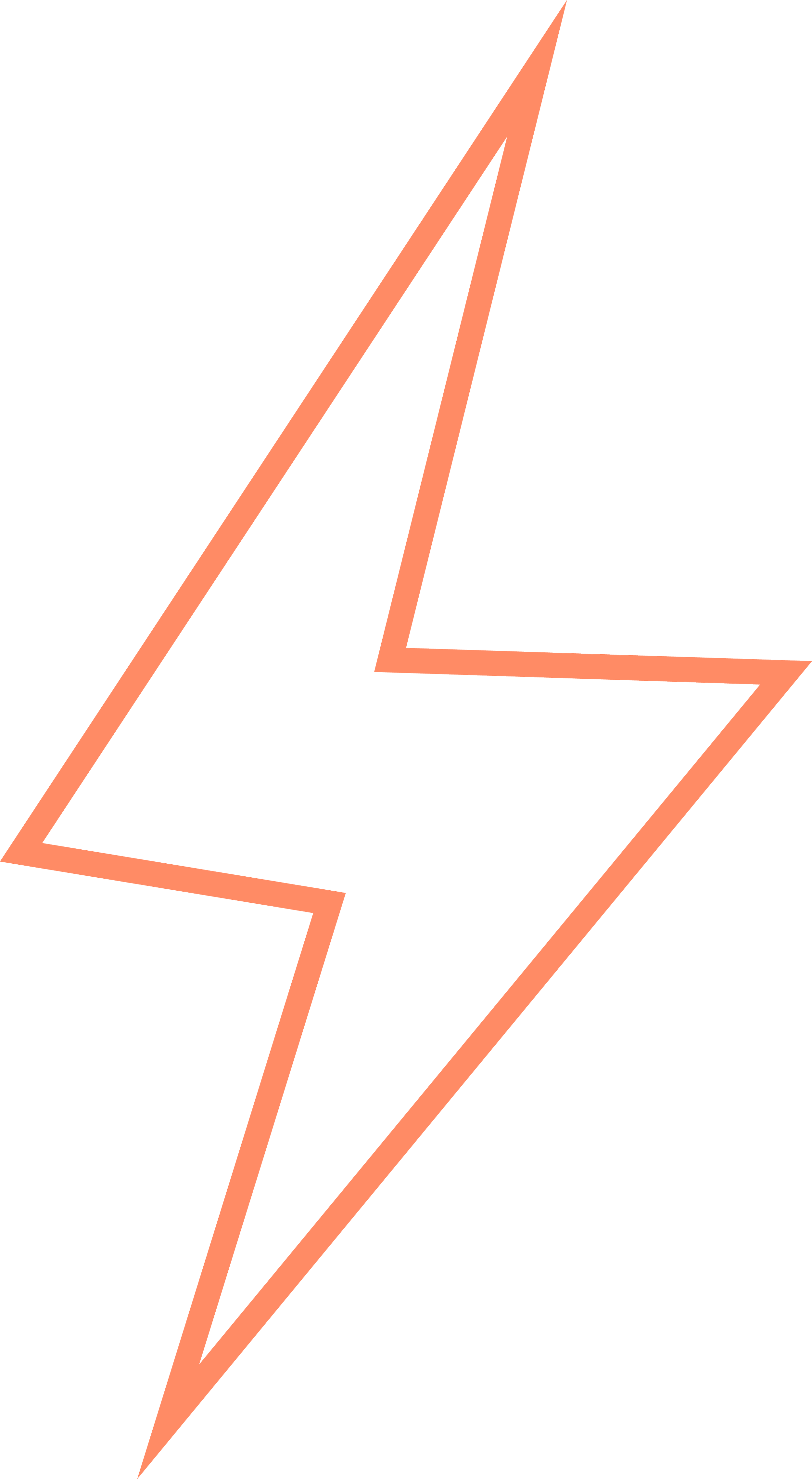 A stylized lightning bolt symbol with an outer peach-colored outline on a black background.