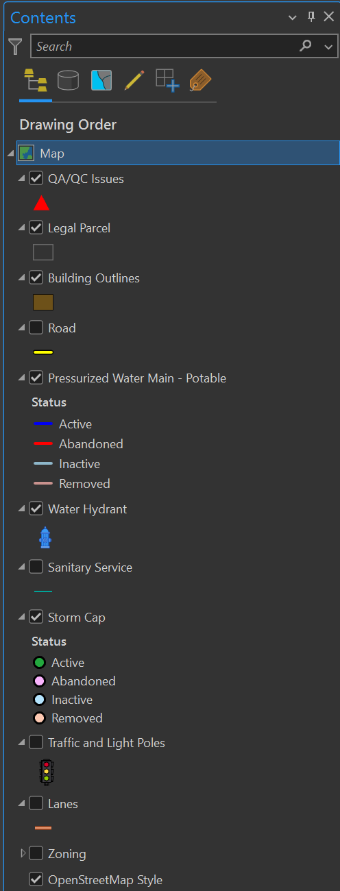 Municipal Infrastructure GIS Workflow Contents Pane.png