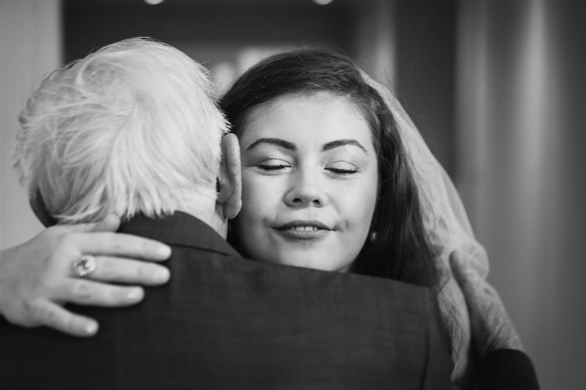 Emotional Portrait of a bride with her grnadad at primrose hill farm