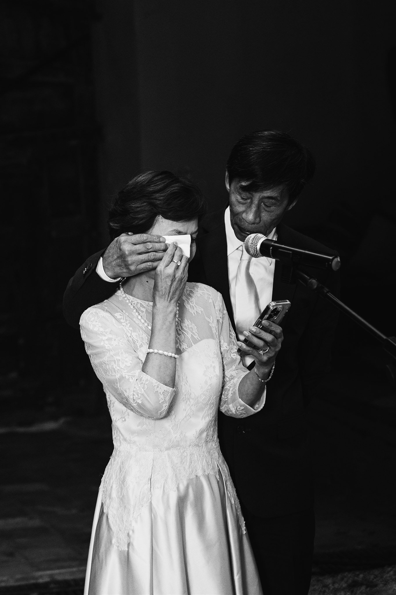 Emotional mother of the bride at a destination wedding