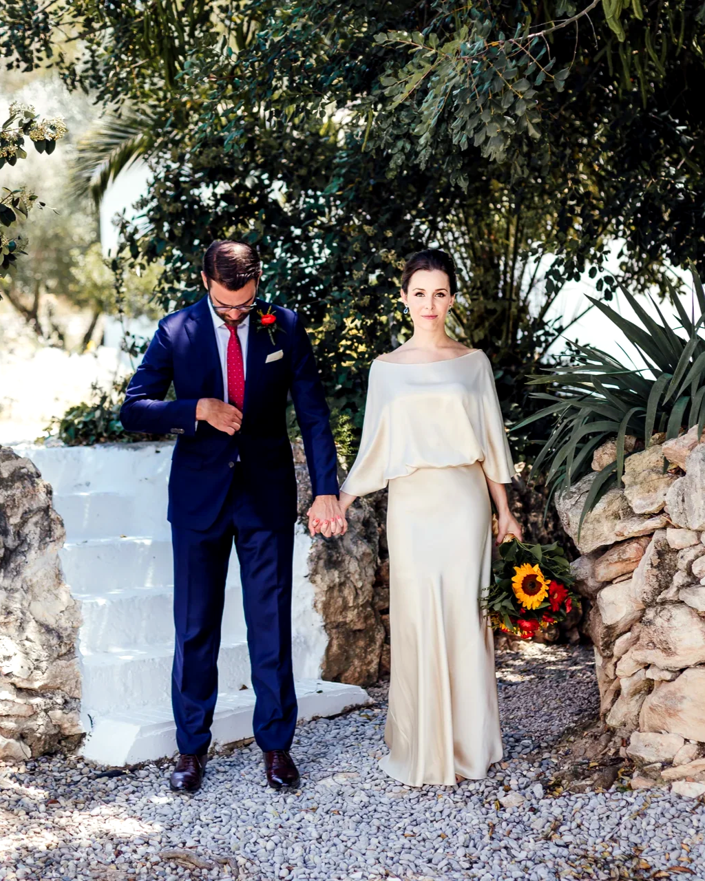 Stylish wedding couple at a destination wedding