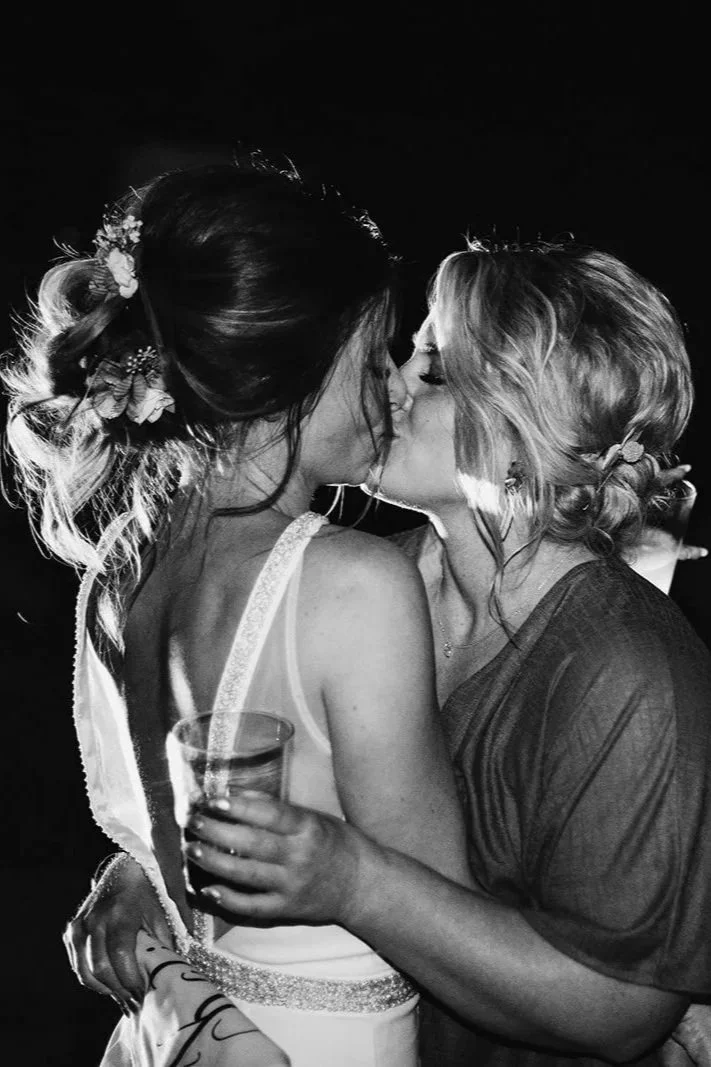 Bride and Bridesmaids on the Dance floor, Casa Rosa Wedding in Barcelona by Jo Kemp Photography.