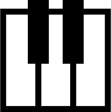 Top view of a piano keyboard showing black and white keys.