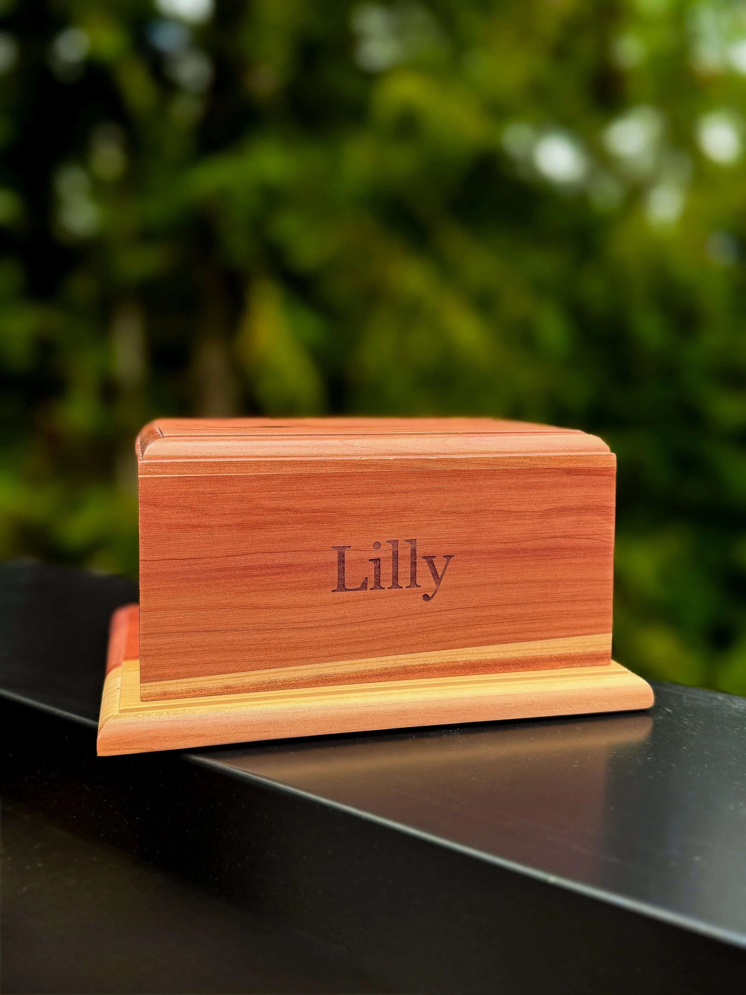 Wooden urn engraved with your pet's name