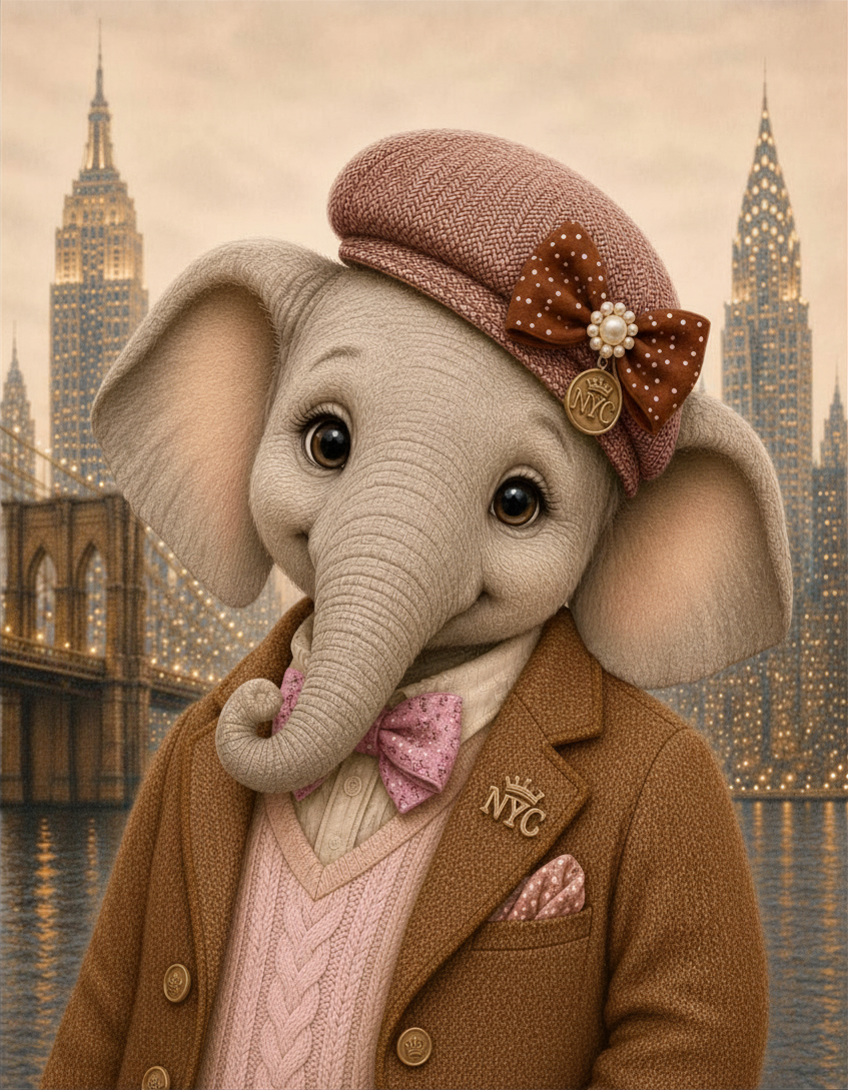 Elephant Girl Pink + Brown