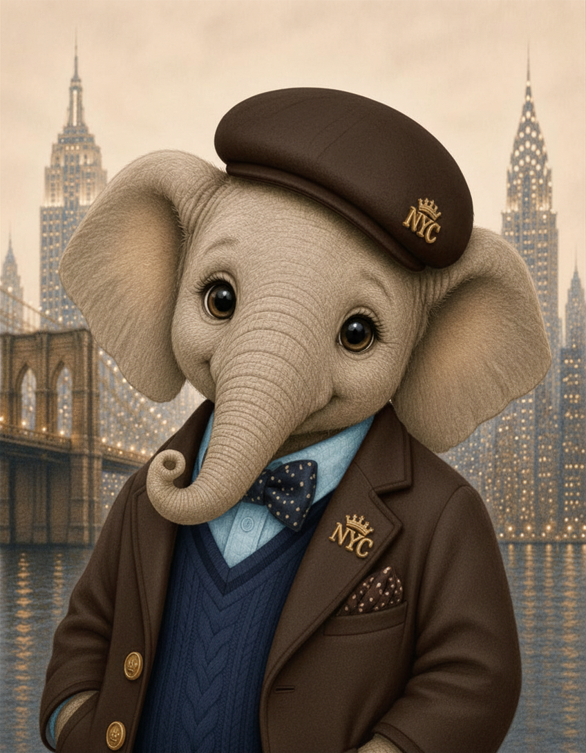 Elephant Boy Navy + Brown