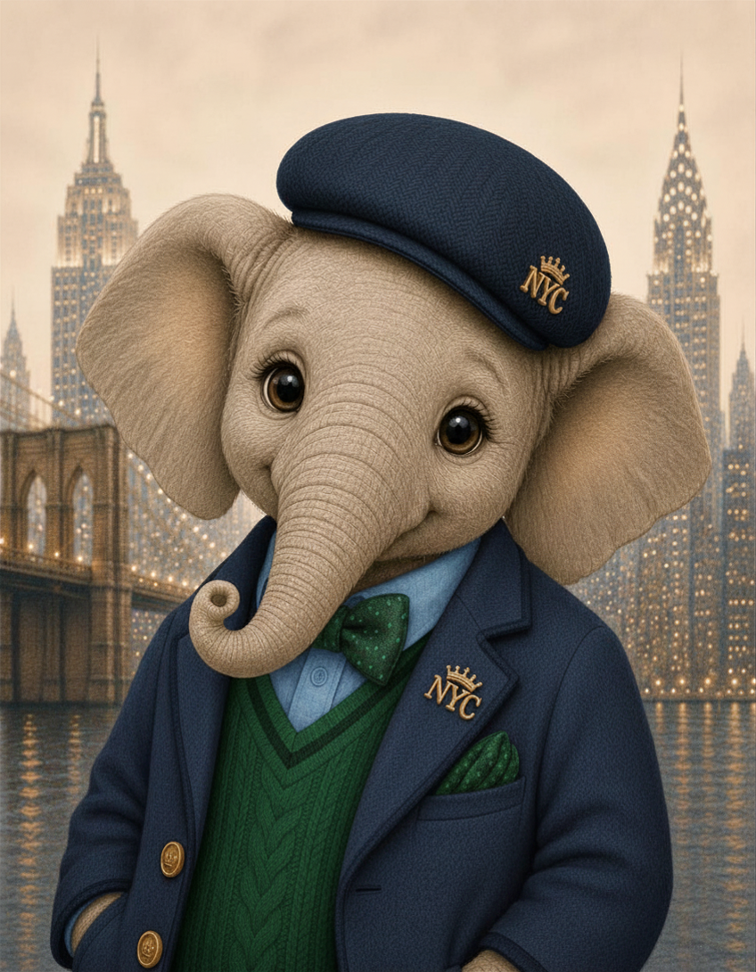 Elephant Boy  Navy + Green
