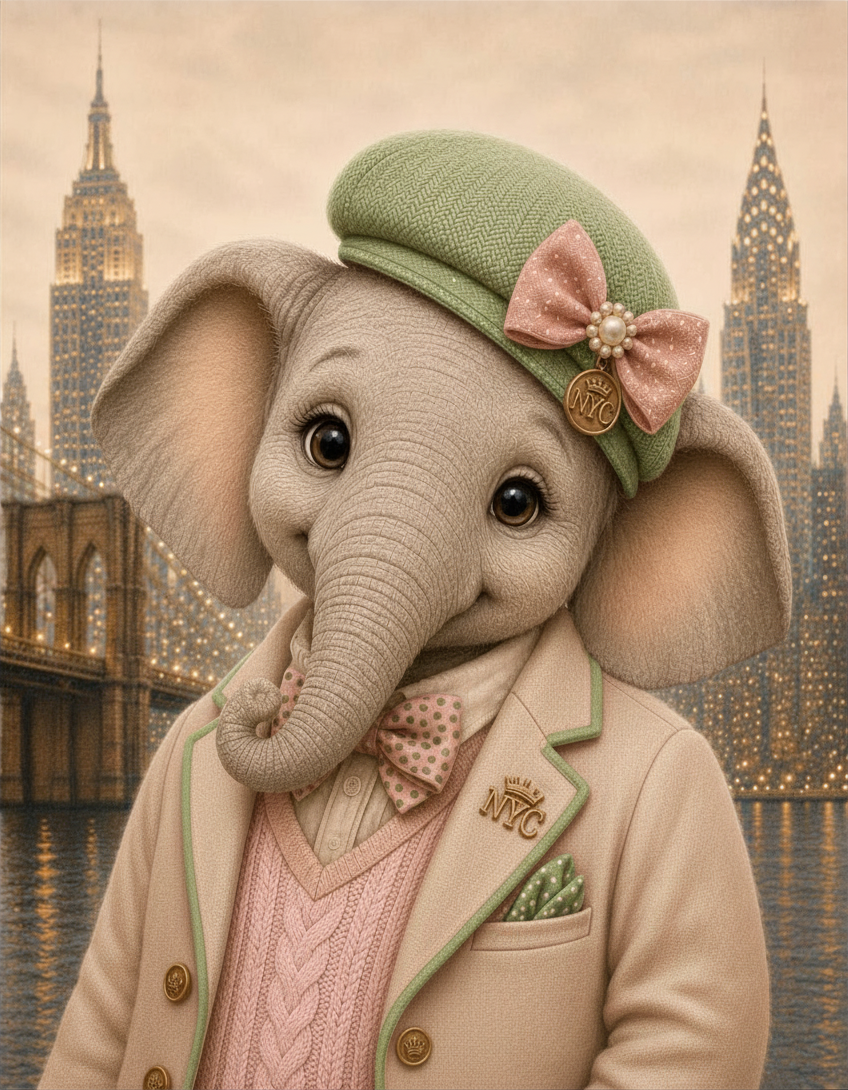 Elephant Girl Pink + Sage