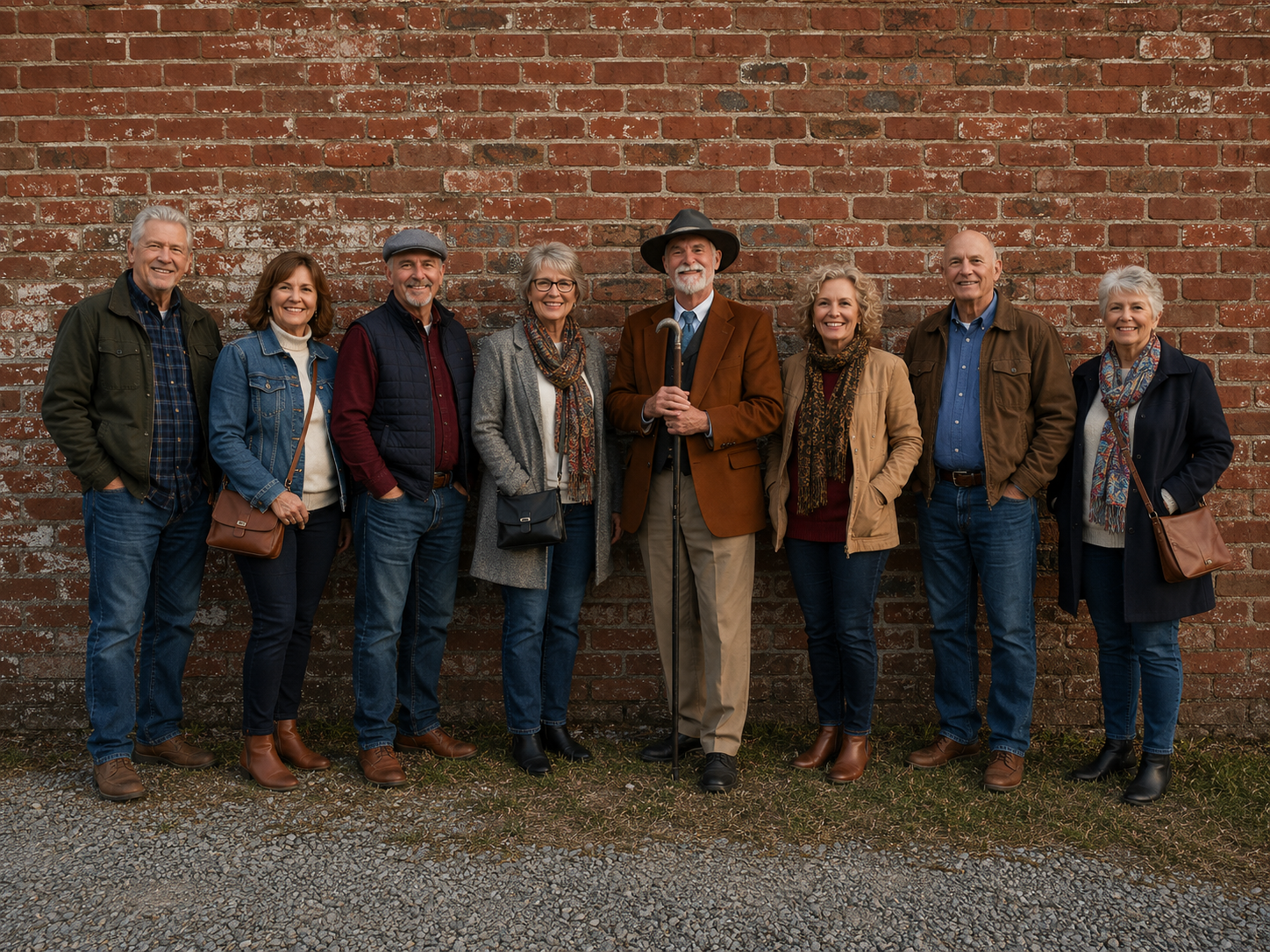 Group of nine smiling adults on a Historic Walking Tour with Little Wilmington Tours.