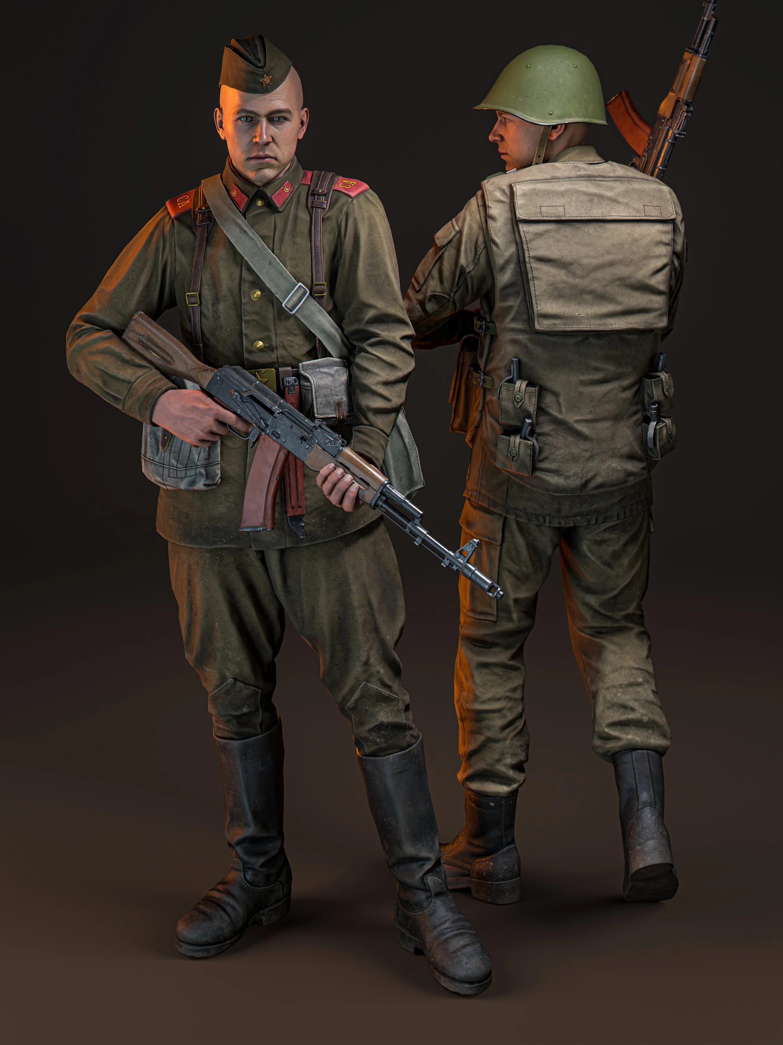 Soviet Motorized Rifleman and Airborne Infantryman. Circa 1985. Render.