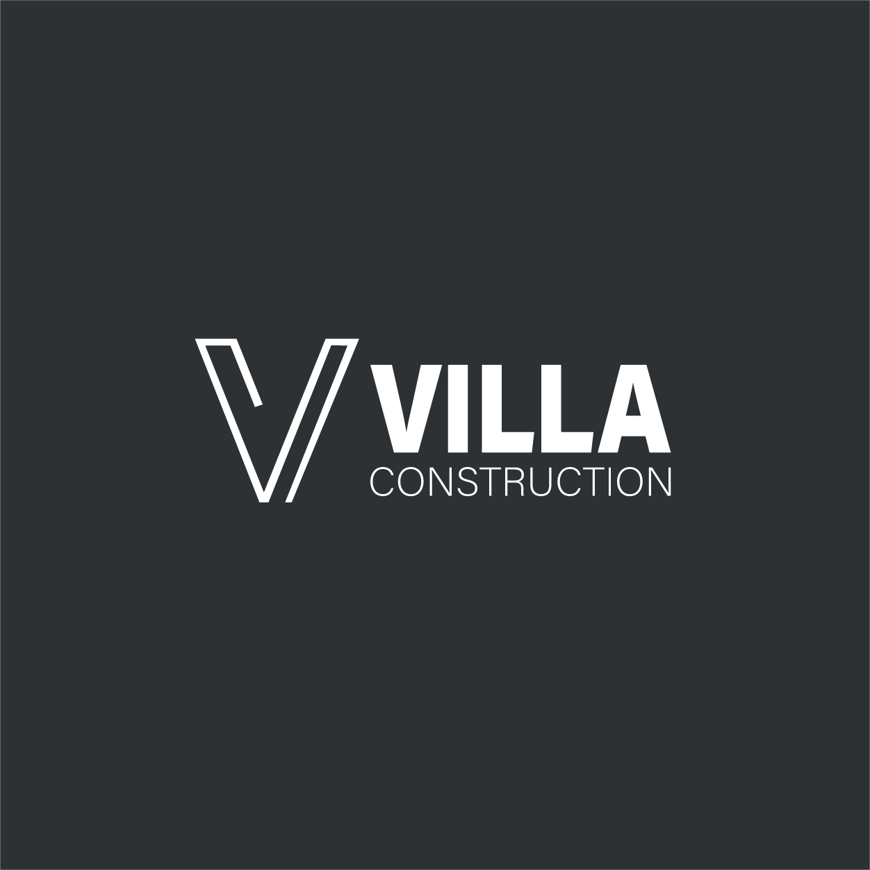 Logo of Villa Construction featuring a stylized 'V' and the words 'Villa Construction' on a dark background.