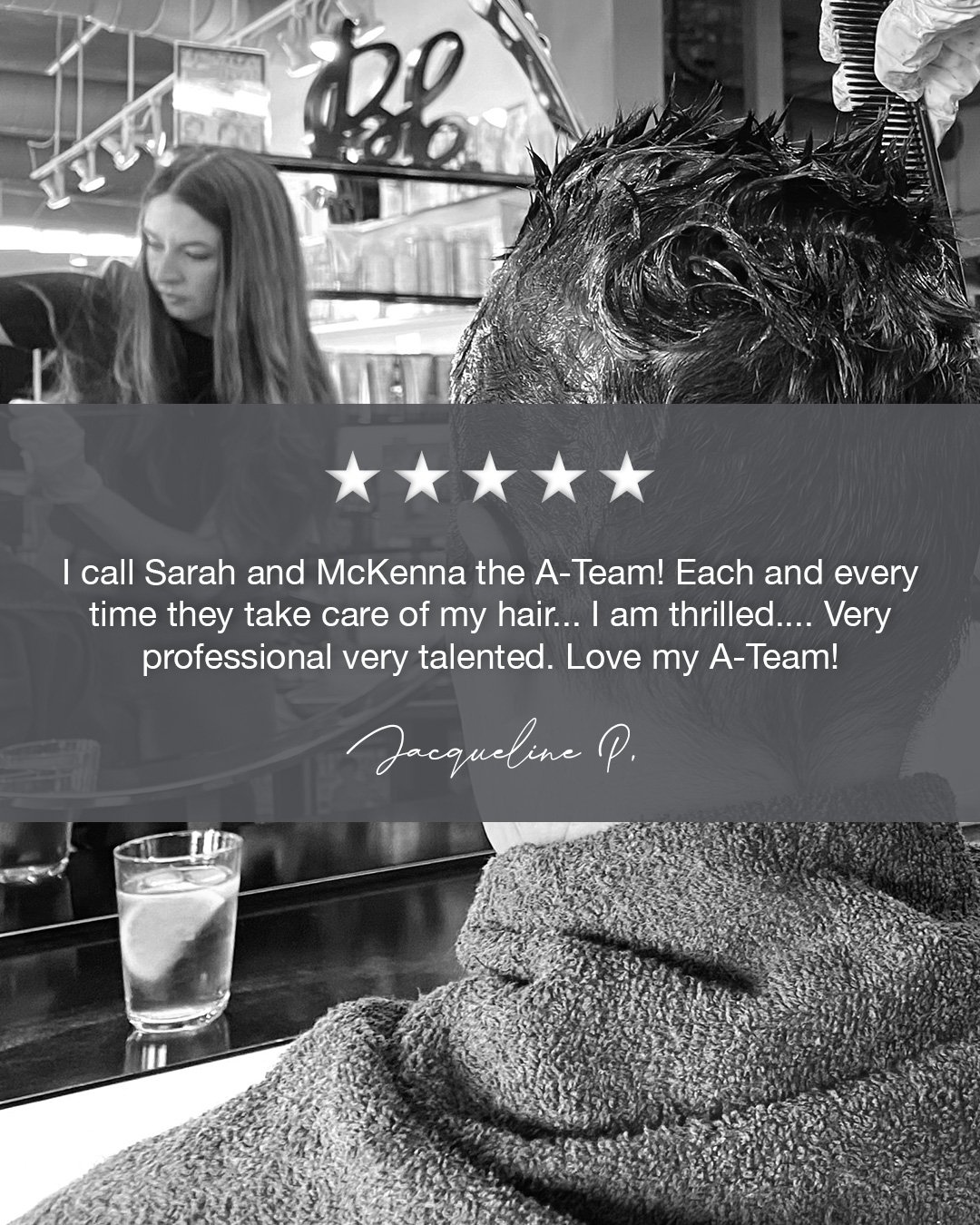 We 🩷 hearing from our clients &middot; Beautiful work team and thank you for sharing Jacqueline!

I call Sarah and McKenna the A-Team! Each and every time they take care of my hair... I am thrilled.... Very professional very talented. Love my A-Team