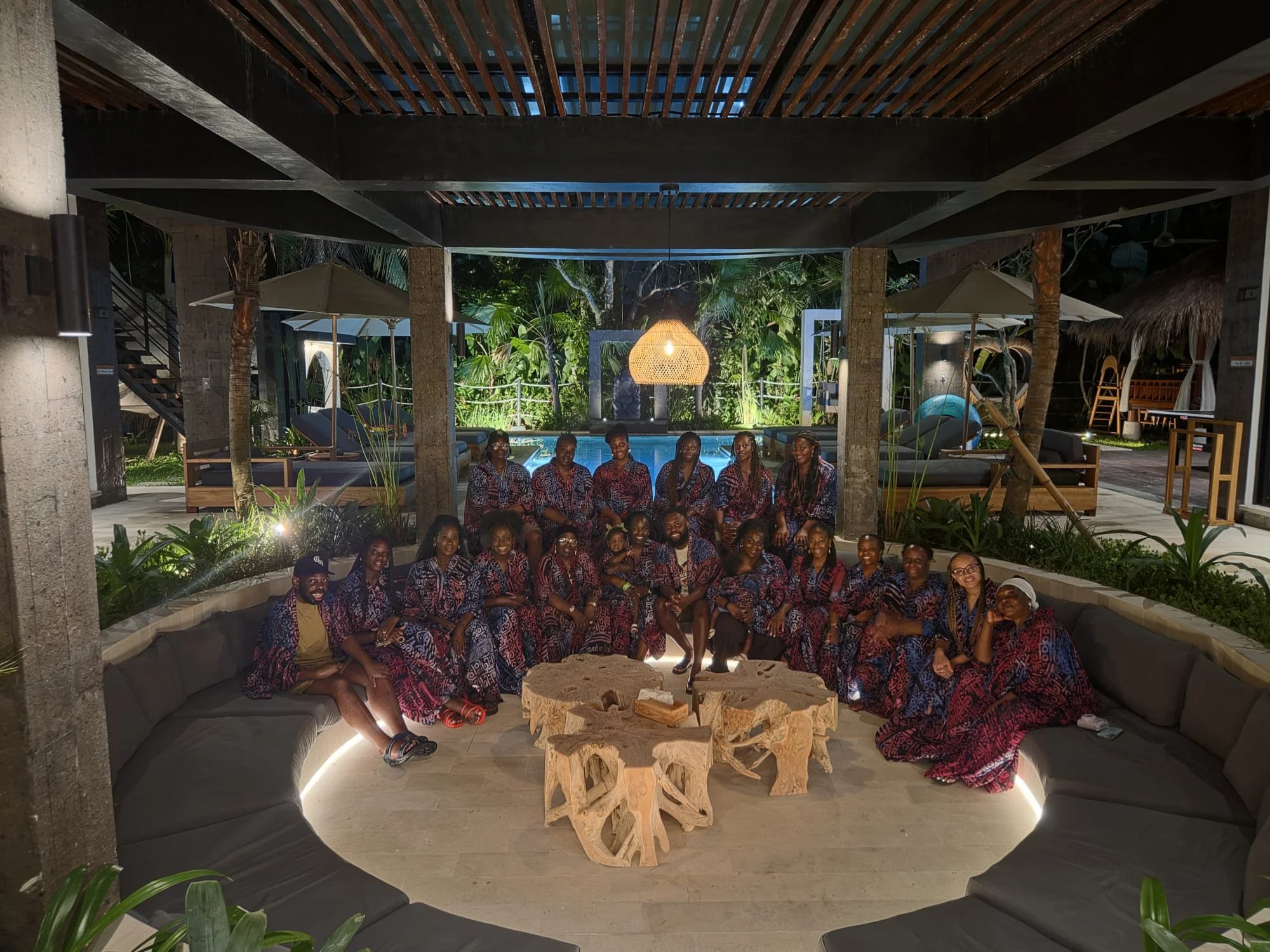 Group of women in matching personalised outfits during the Blessed In Bali experience by After Sunday