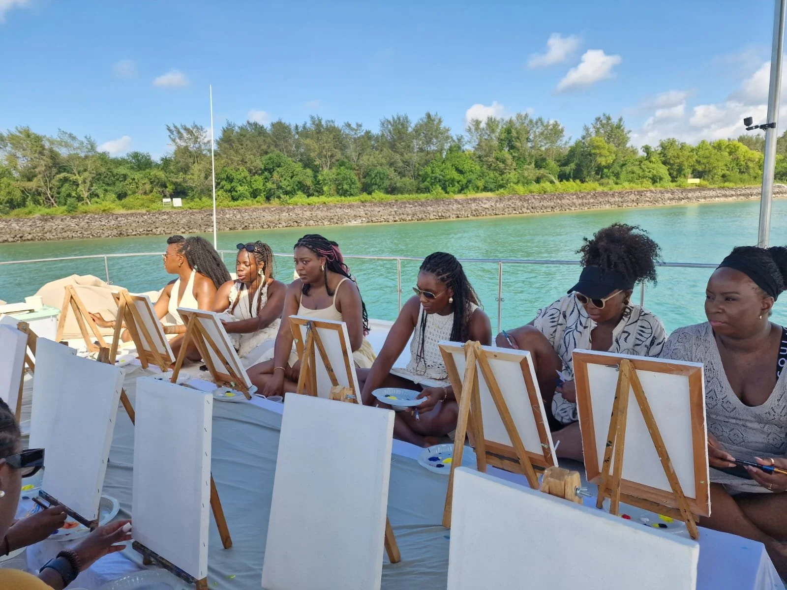 Group of women on a private boat party in Bali during the Blessed In Series by After Sunday
