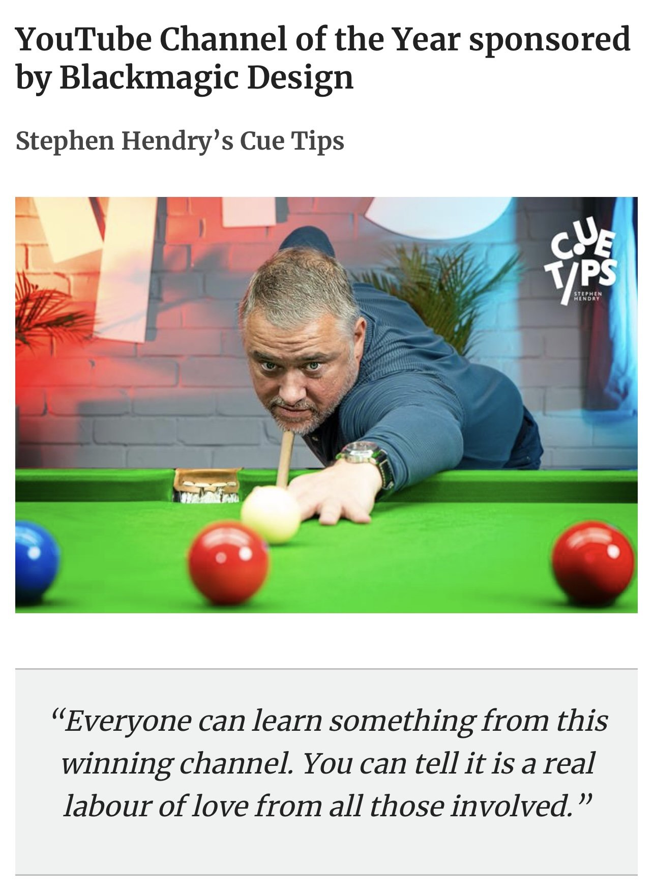 Stephen Hendry + YouTube