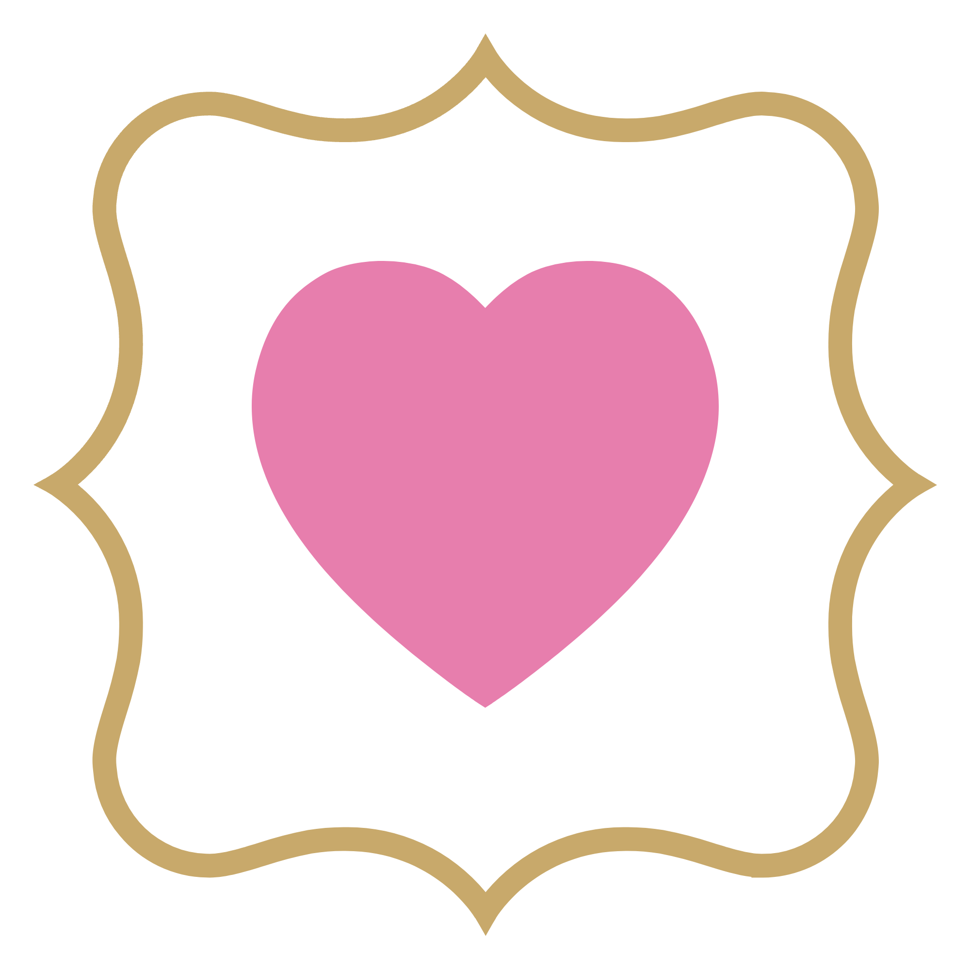Close-up of a decorative framing around a pink heart.