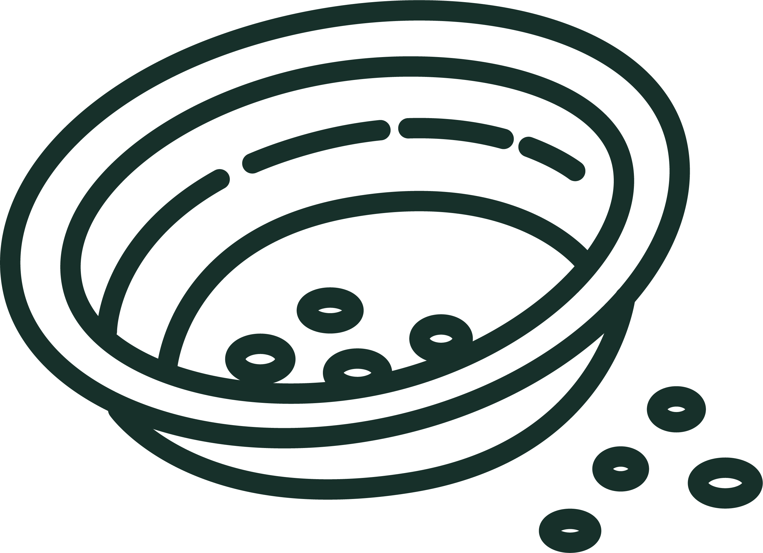 Close-up of a radar screen with concentric circles and dots indicating various points.