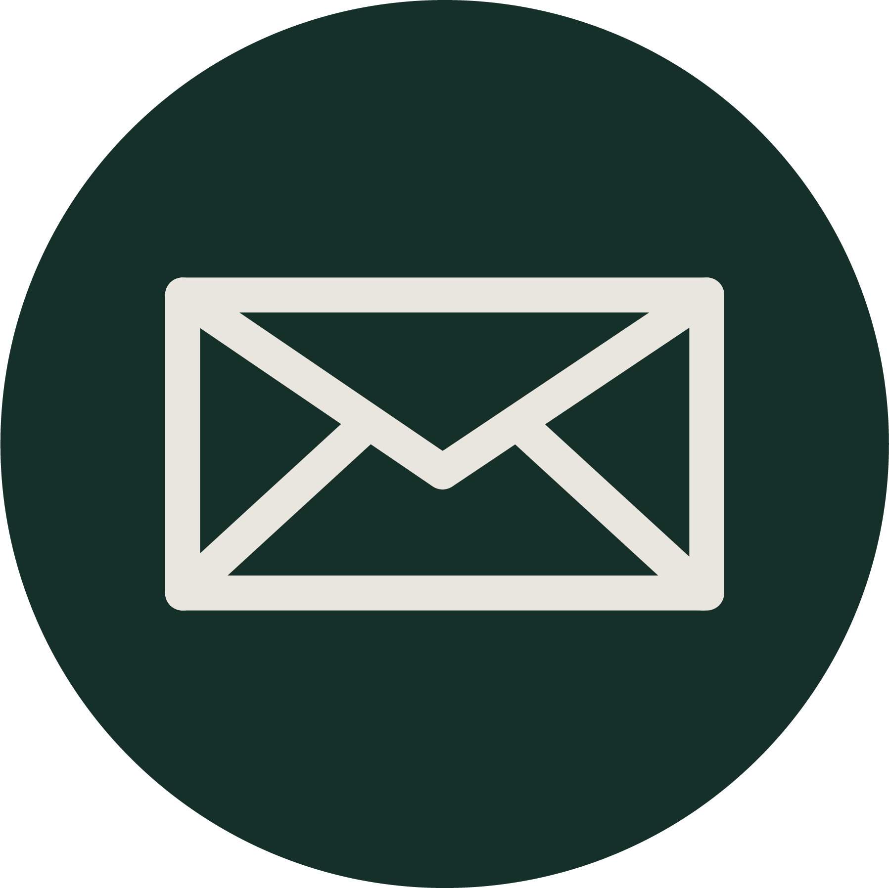 Icon of an envelope within a dark circular background.